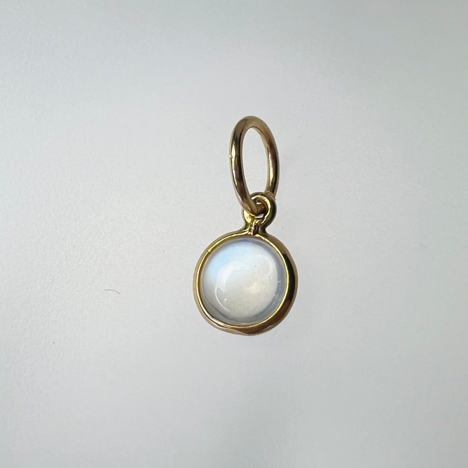 Cabochon Moonstone 14K Yellow Gold Pendant Charm 14x7mm