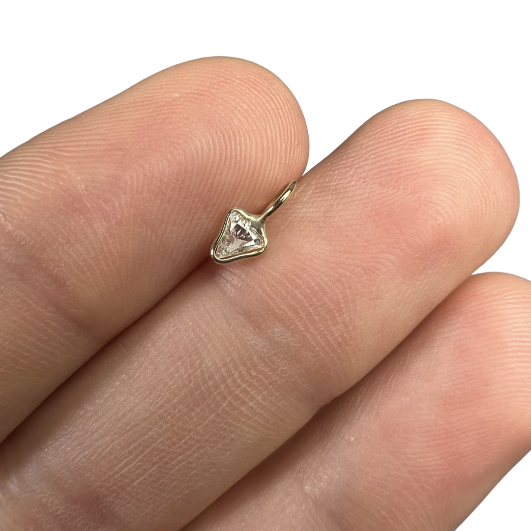 .15ct Trillion Cut Dimond Charm 14K Yellow Gold