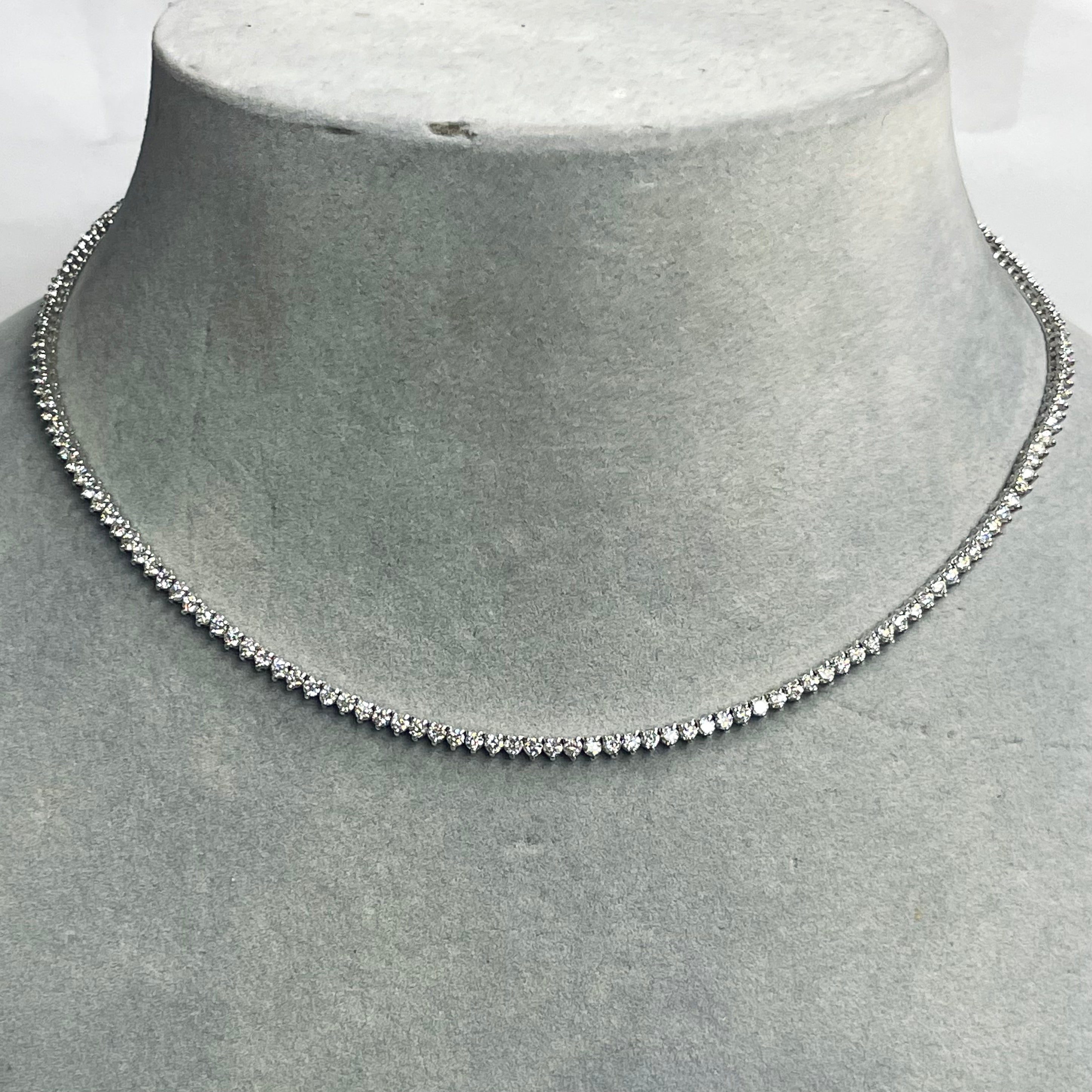 5.7CT Riviera Necklace 14k White Gold 16” Long