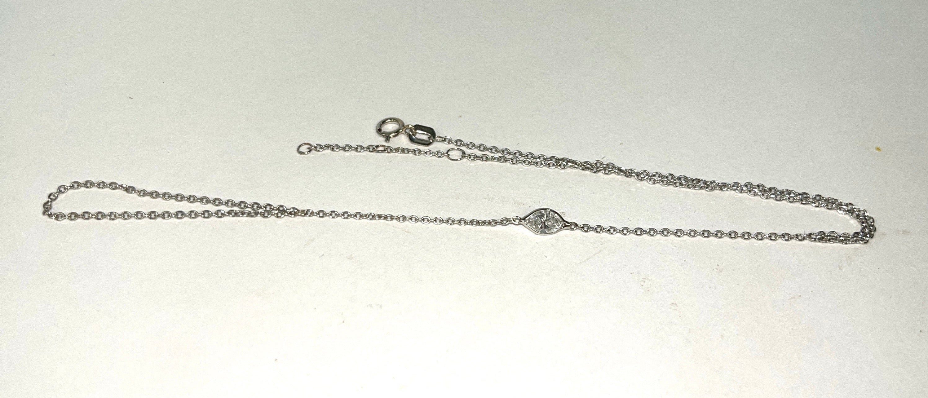 Marquise Diamond Hand Chain in Solid 14K White Gold