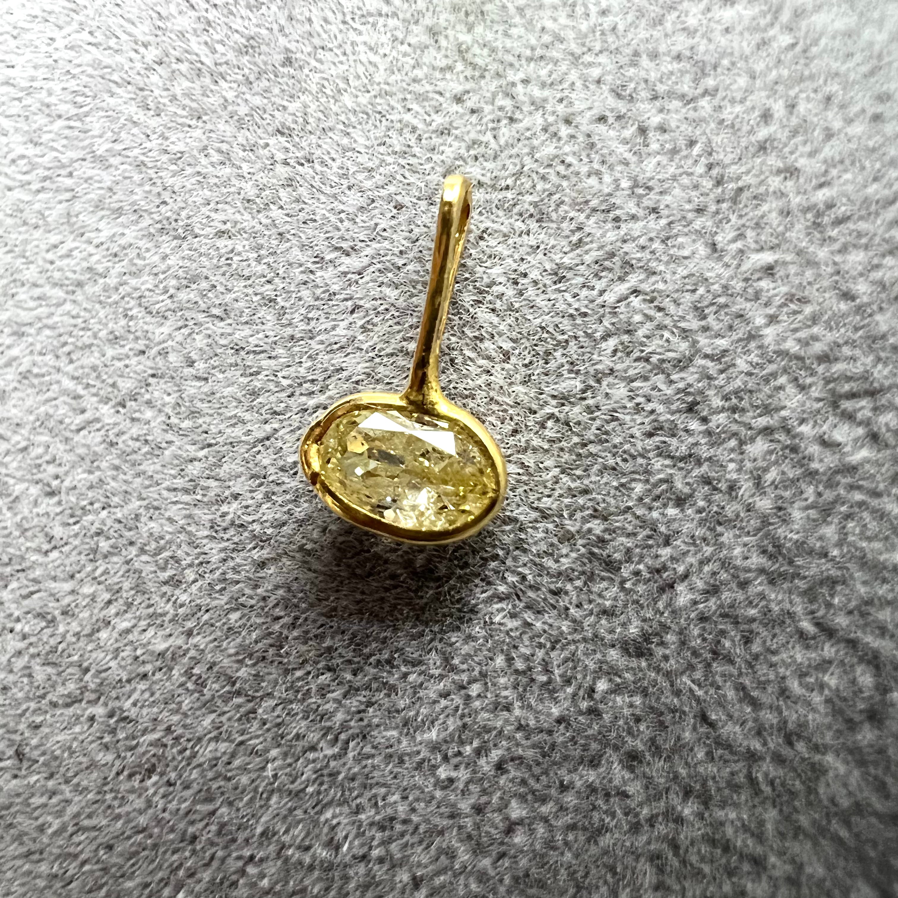 .19CT East West Oval Canary Yellow Diamond Pendant Charm
