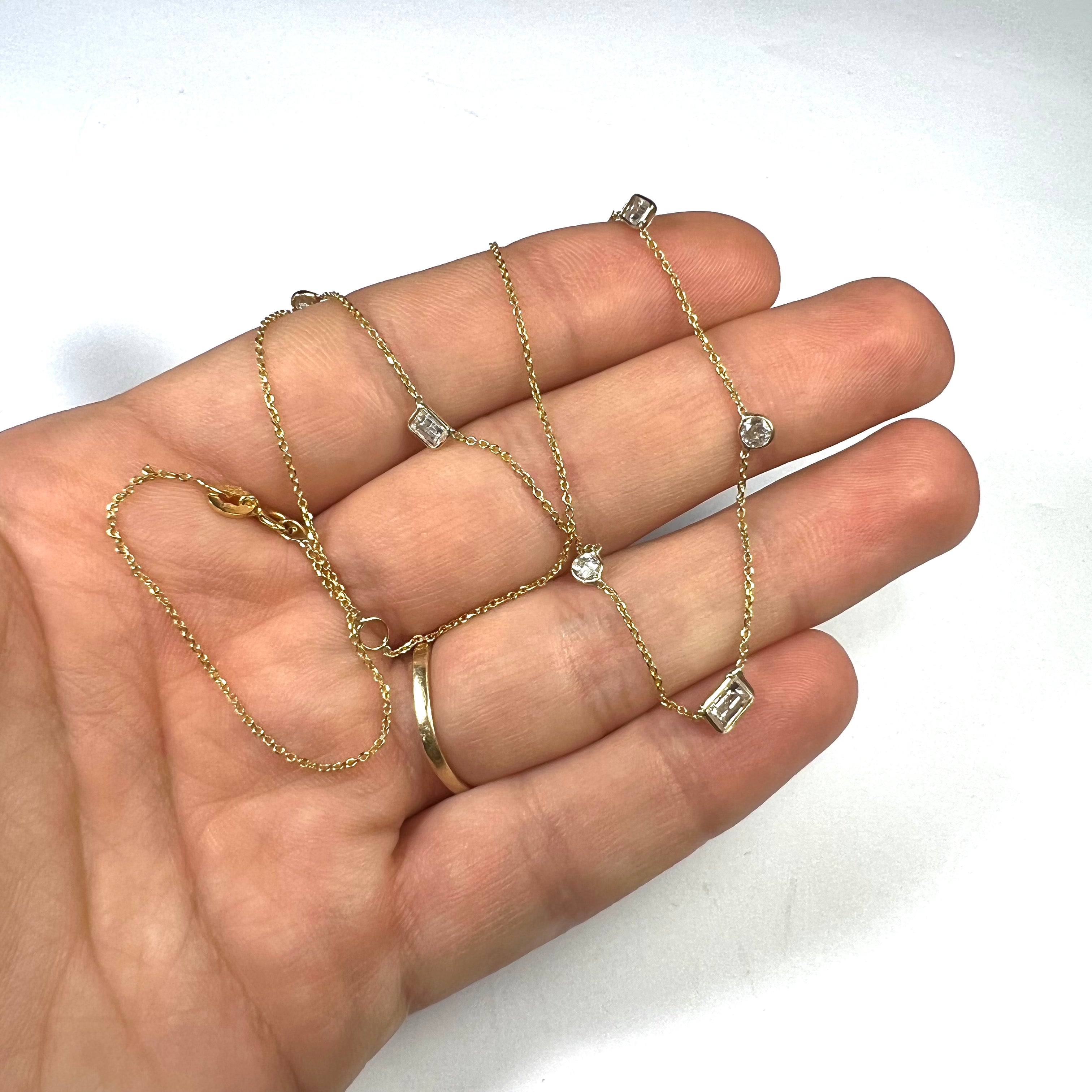 Mixed Diamonds by The Yard Necklace in 14k Yellow Gold