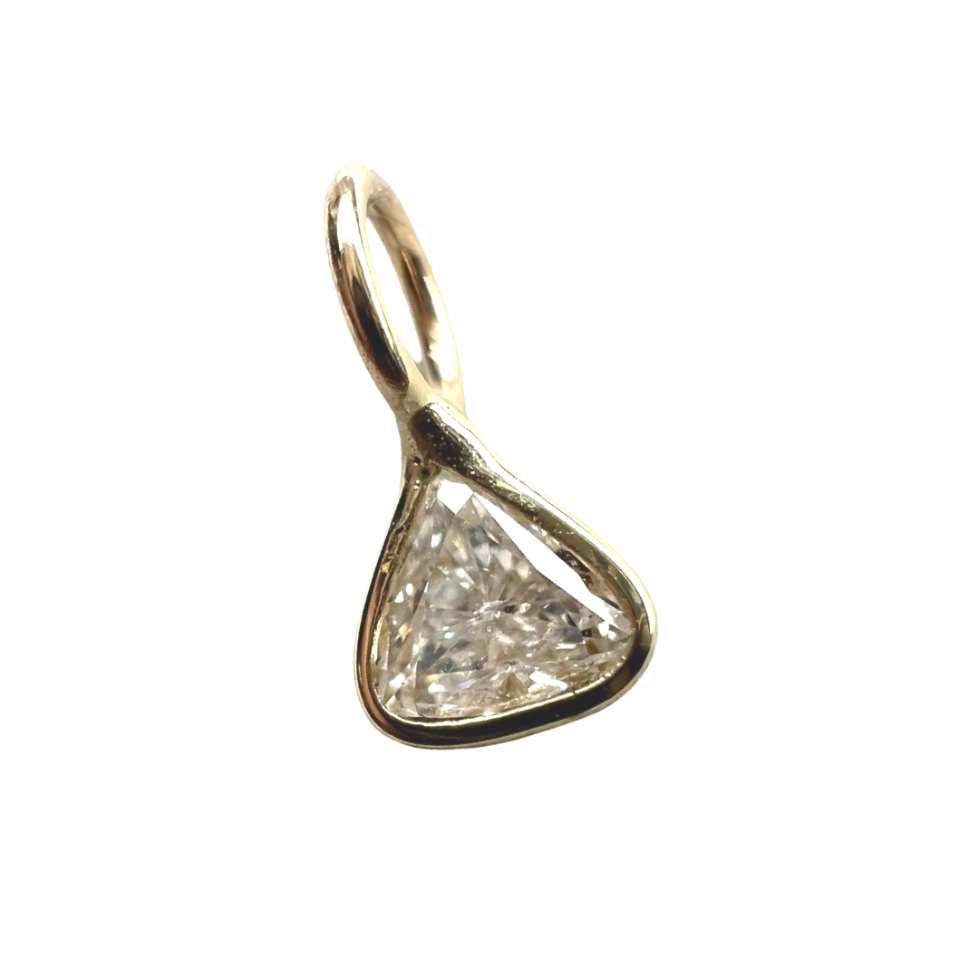 .16ct Trillion Cut Dimond Charm 14K Yellow Gold