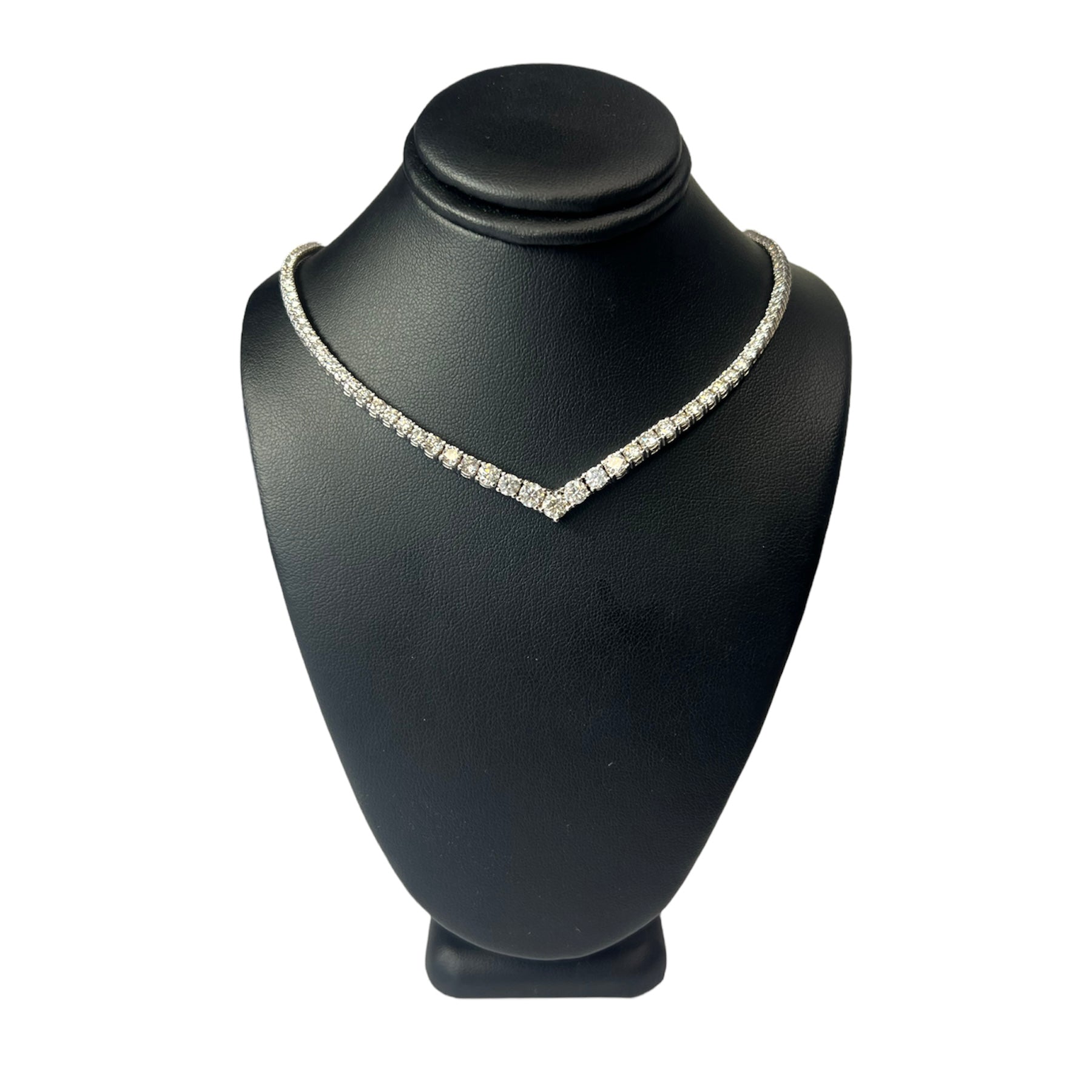 3.5CTW Diamond 14K White Gold Tennis Necklace 16”