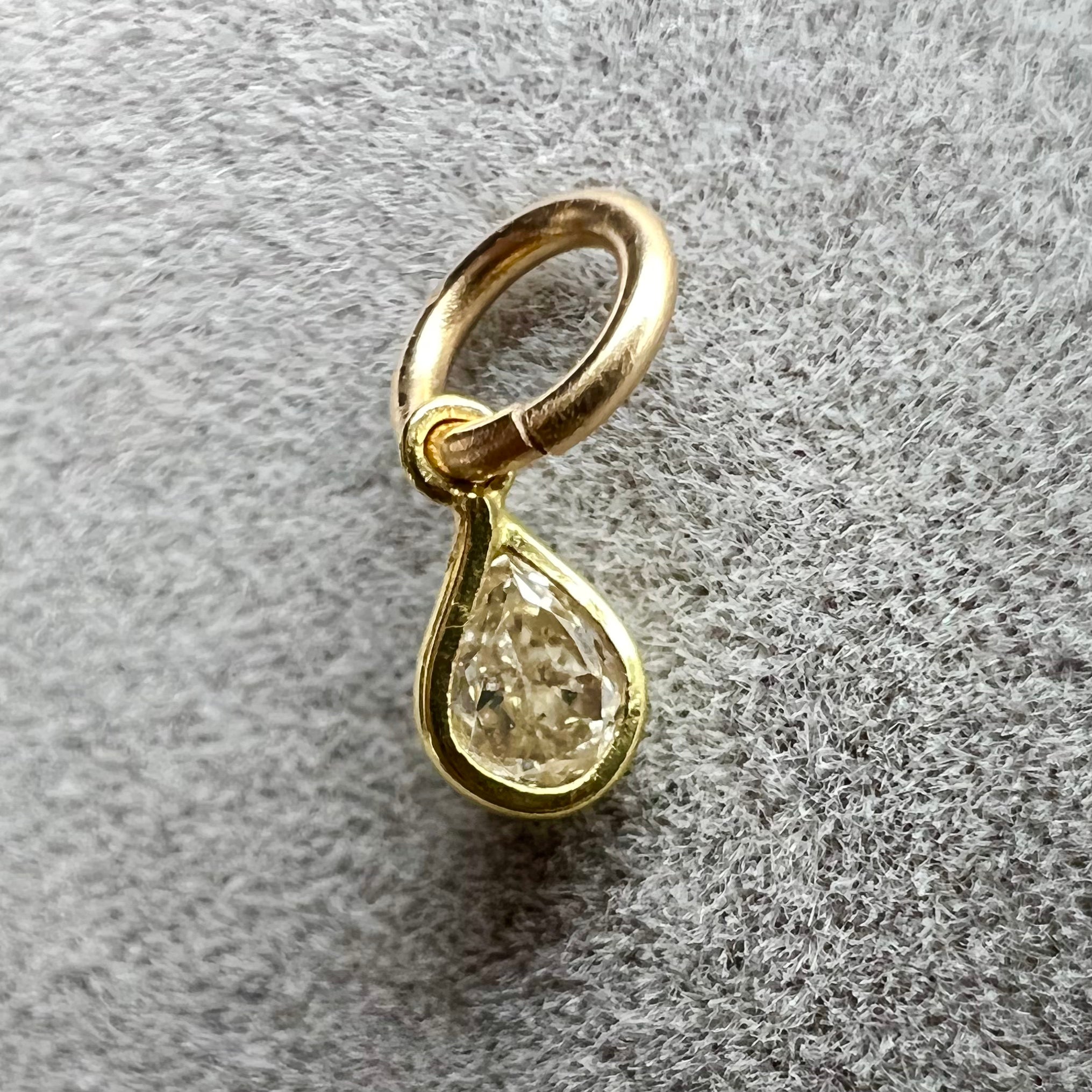 .12CT Canary Yellow Diamond Pear Pendant Charm 14K Yellow