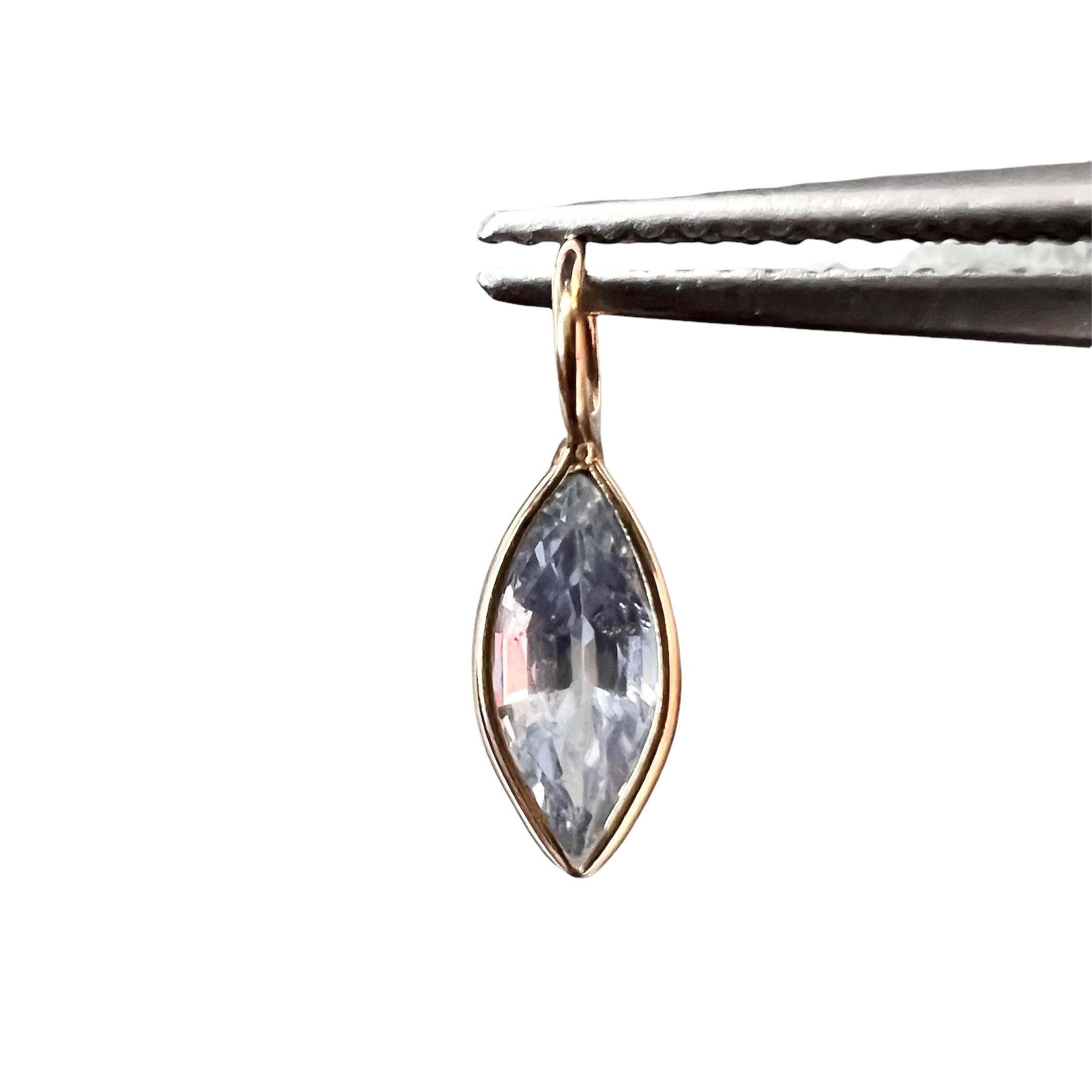 Natural Marquise Sapphire 14K Yellow Gold Pendant Charm 13x4mm