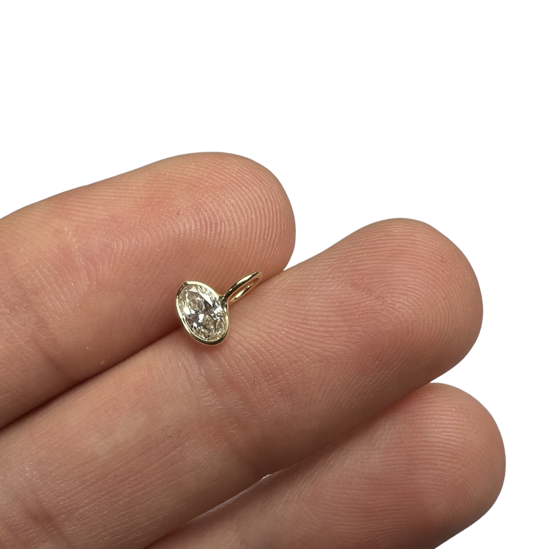 .40ct Oval Diamond Pendant Charm 14K Gold 7.5x6mm
