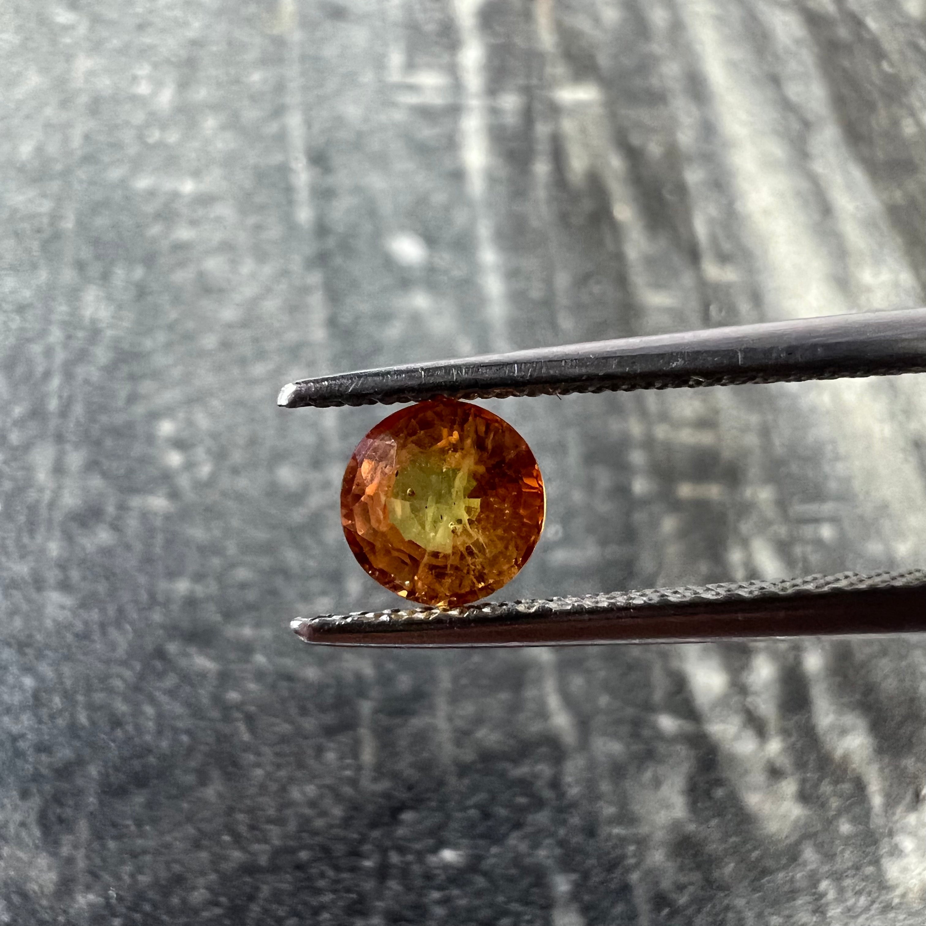 .90CTW Loose Round Orange Sapphire 5.31x3.52mm Earth mined Gemstone