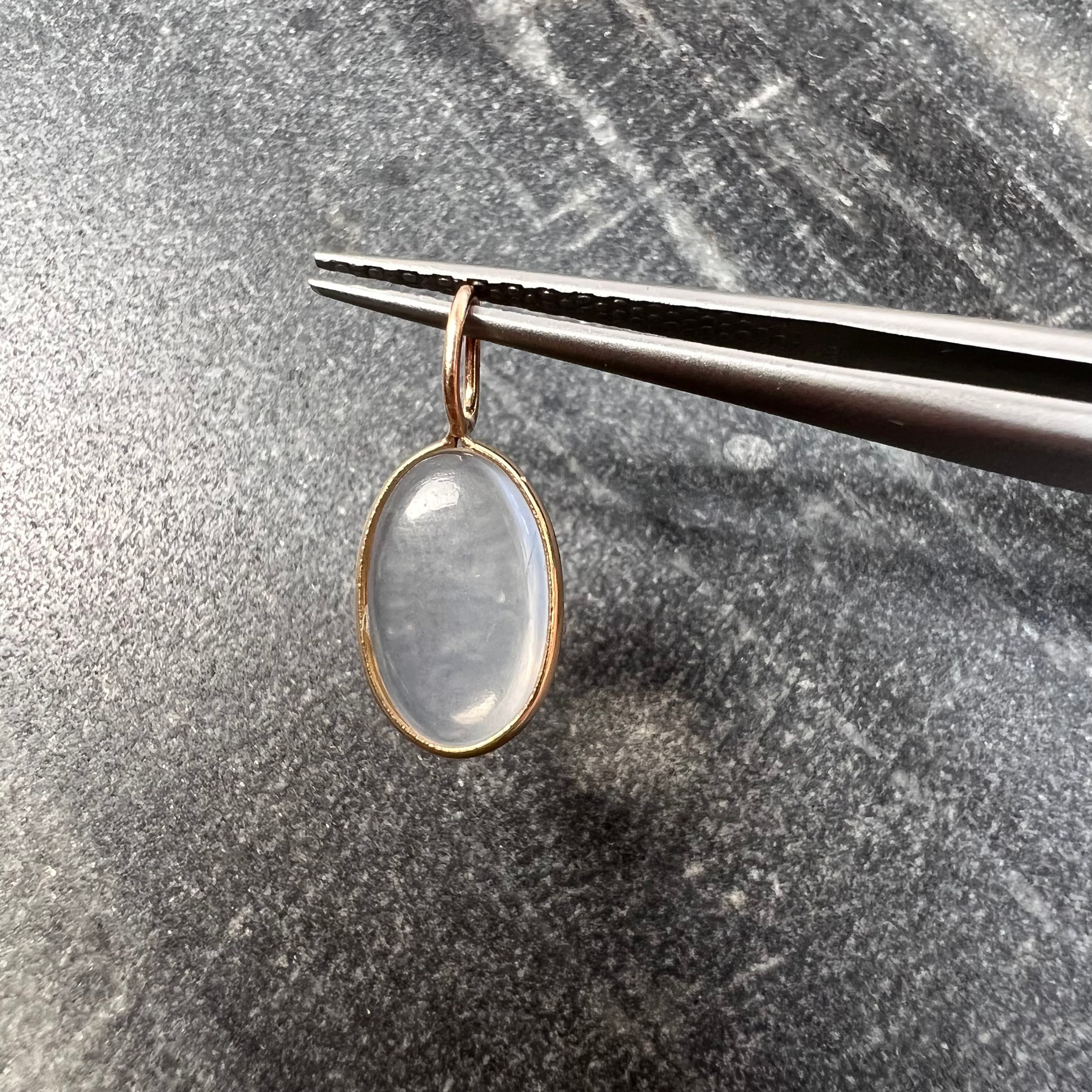 Cabochon Moonstone 14K Yellow Gold Pendant Charm 17.51x7.95x2.51mm