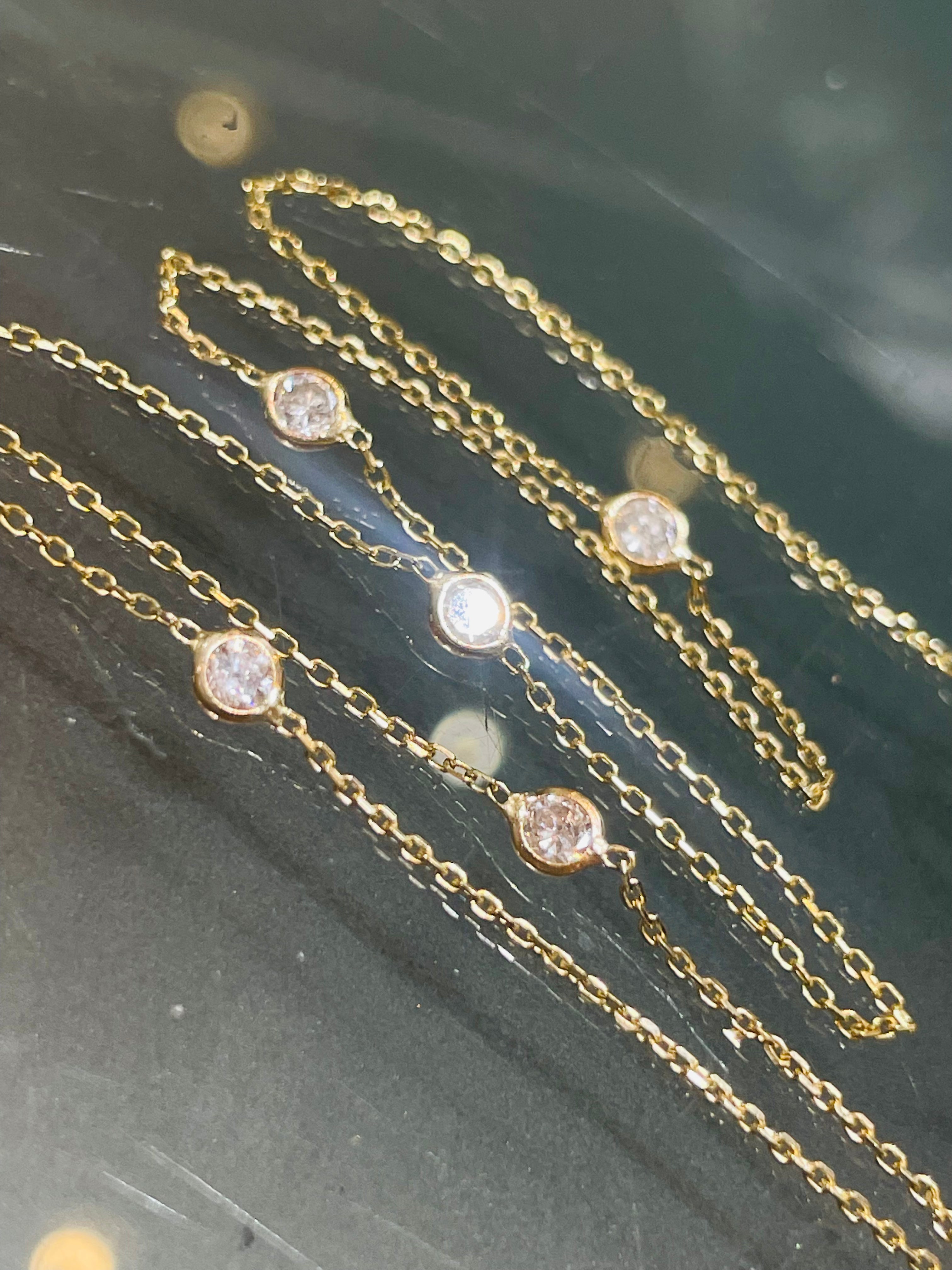 .45CT Diamonds by the Yard 5 Stone 16-18” 14K Yellow Gold Necklace