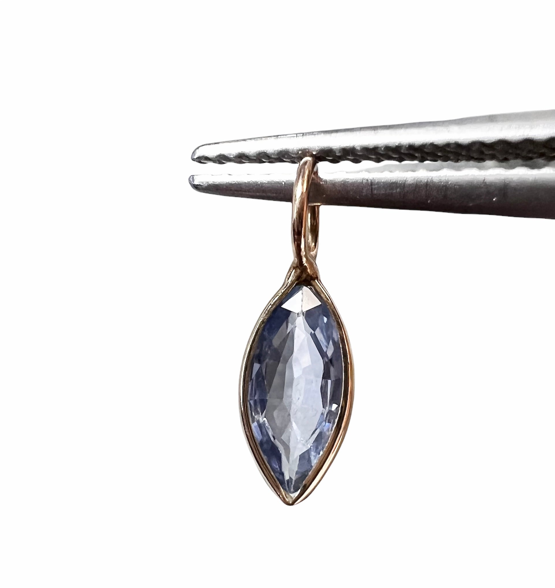 Natural Marquise Sapphire 14K Yellow Gold Pendant Charm 13x4.5mm
