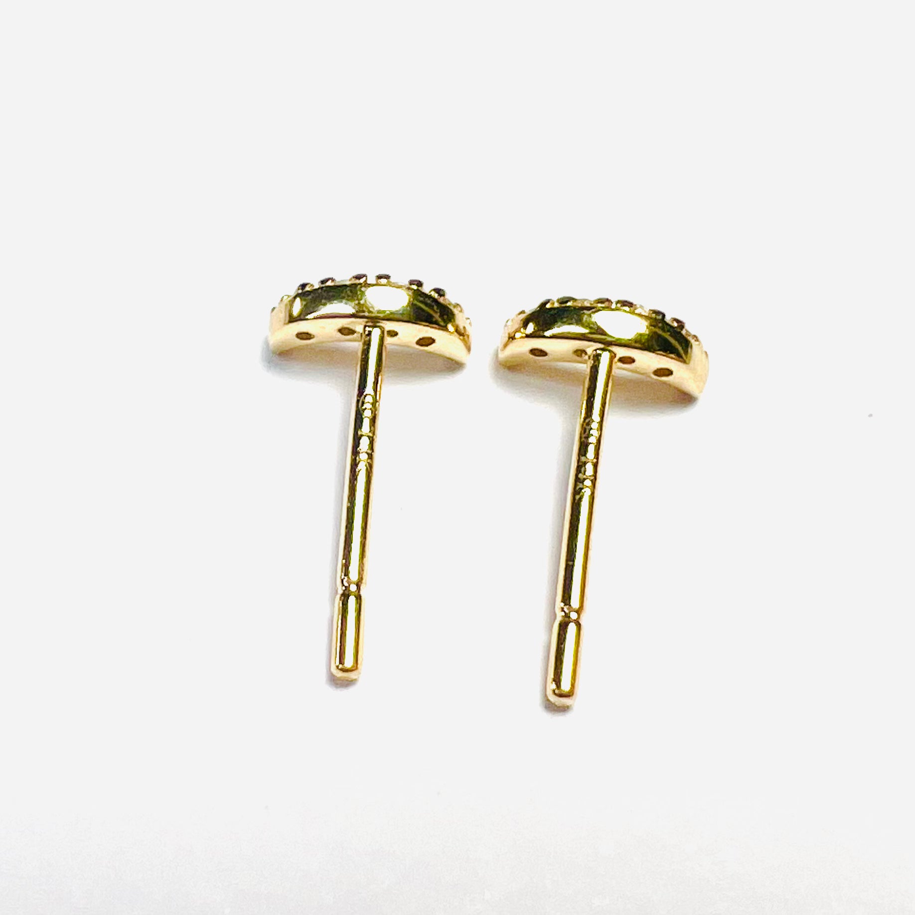 Glittering Diamond Celestial Crescent Moon Earrings 14K Yellow Gold 6x3mm