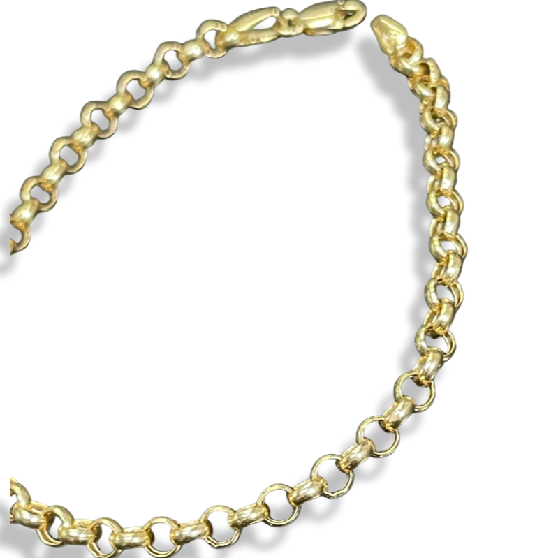 7” 4mm 14K Yellow Gold Rolo Chain Bracelet