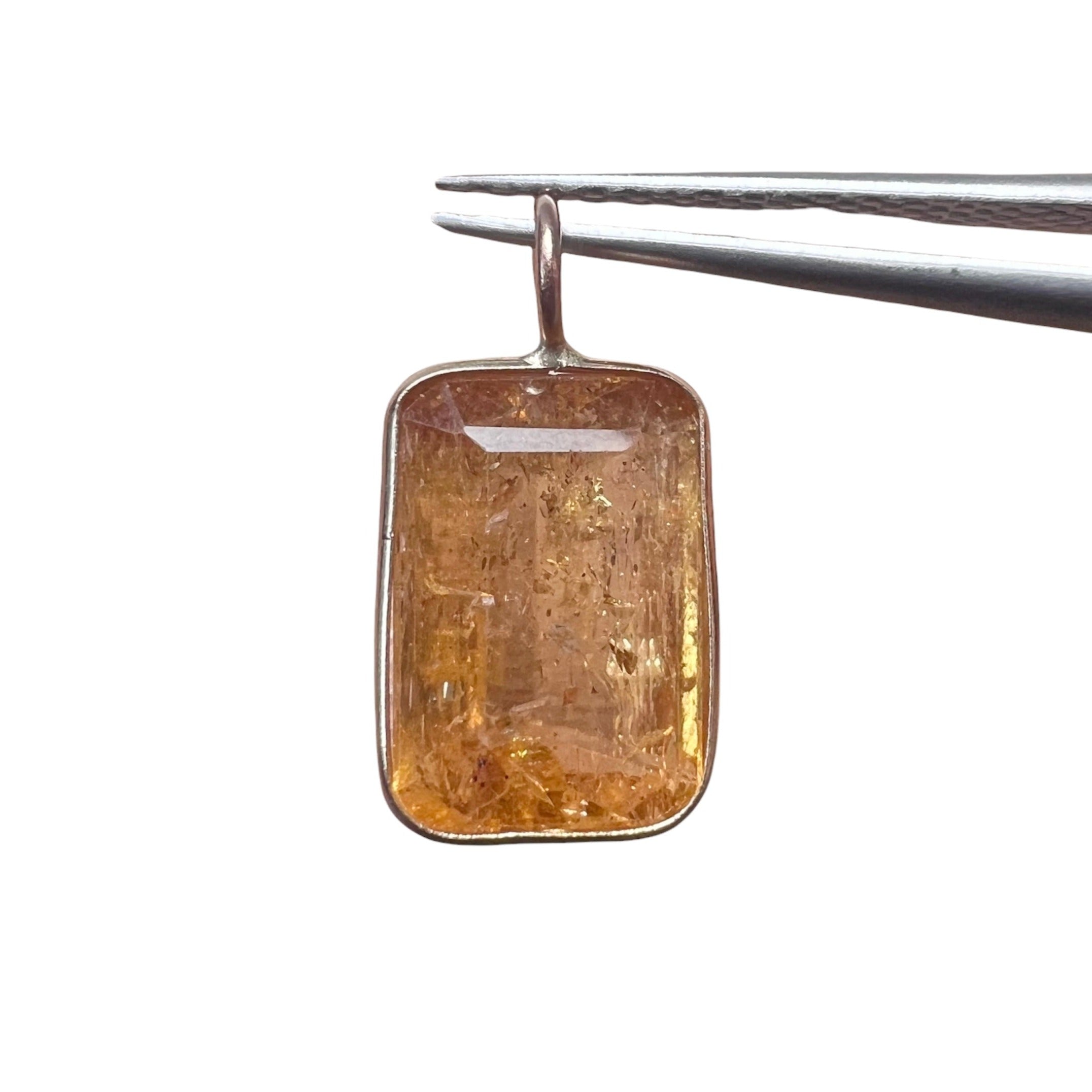 7.29CT Natural Topaz 14K Yellow Gold Charm Pendant 19x9mm