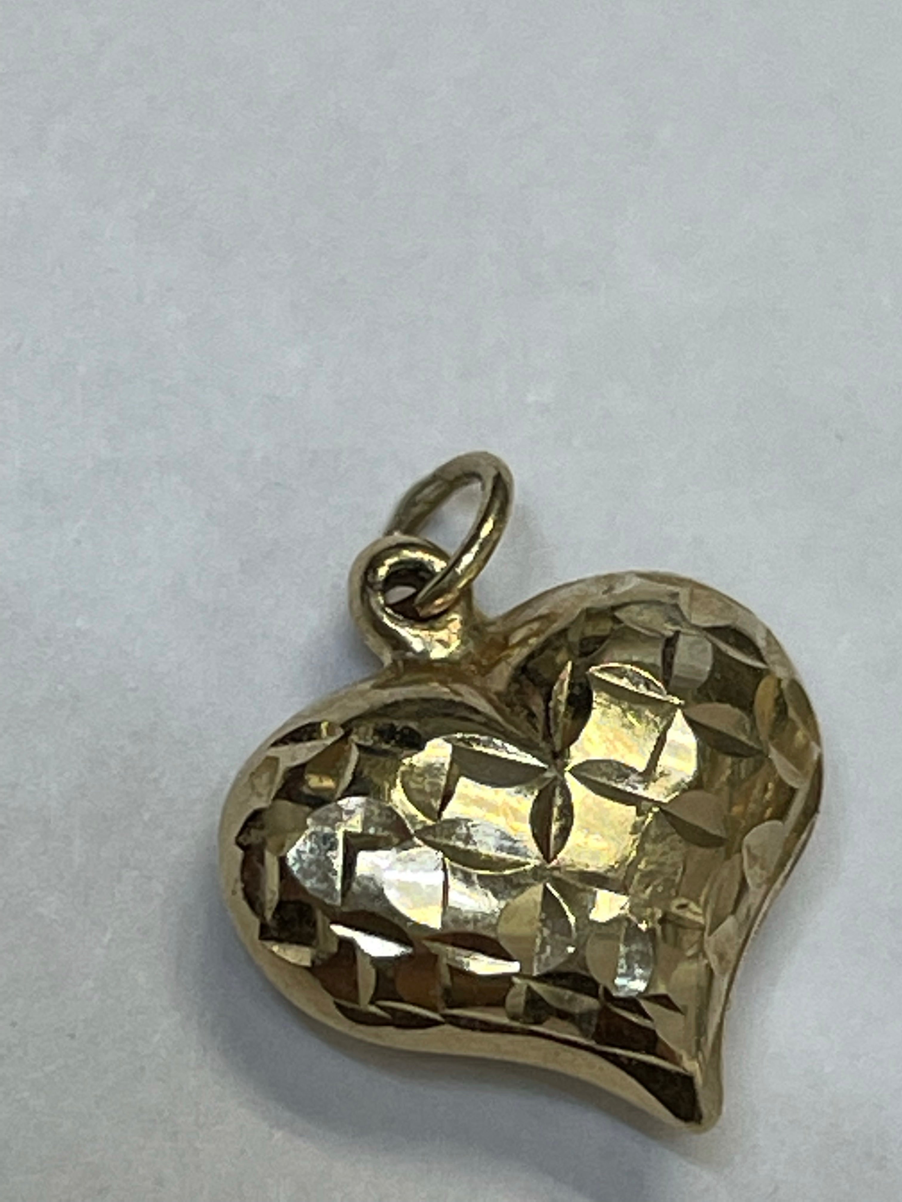 14K Yellow Gold Puffy Heart Pendant Charm