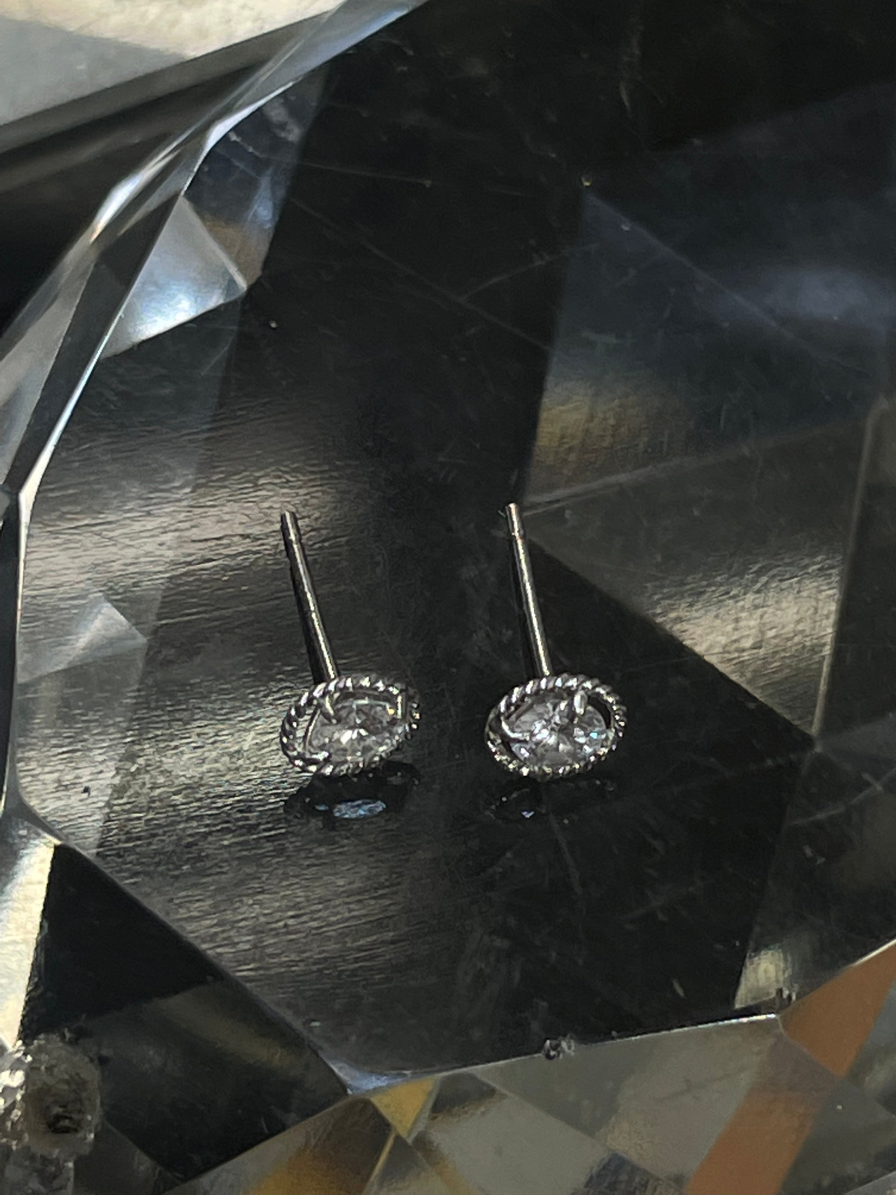 .40CT Round Cut Diamond G SI1 14K White Gold Framed Earring Studs