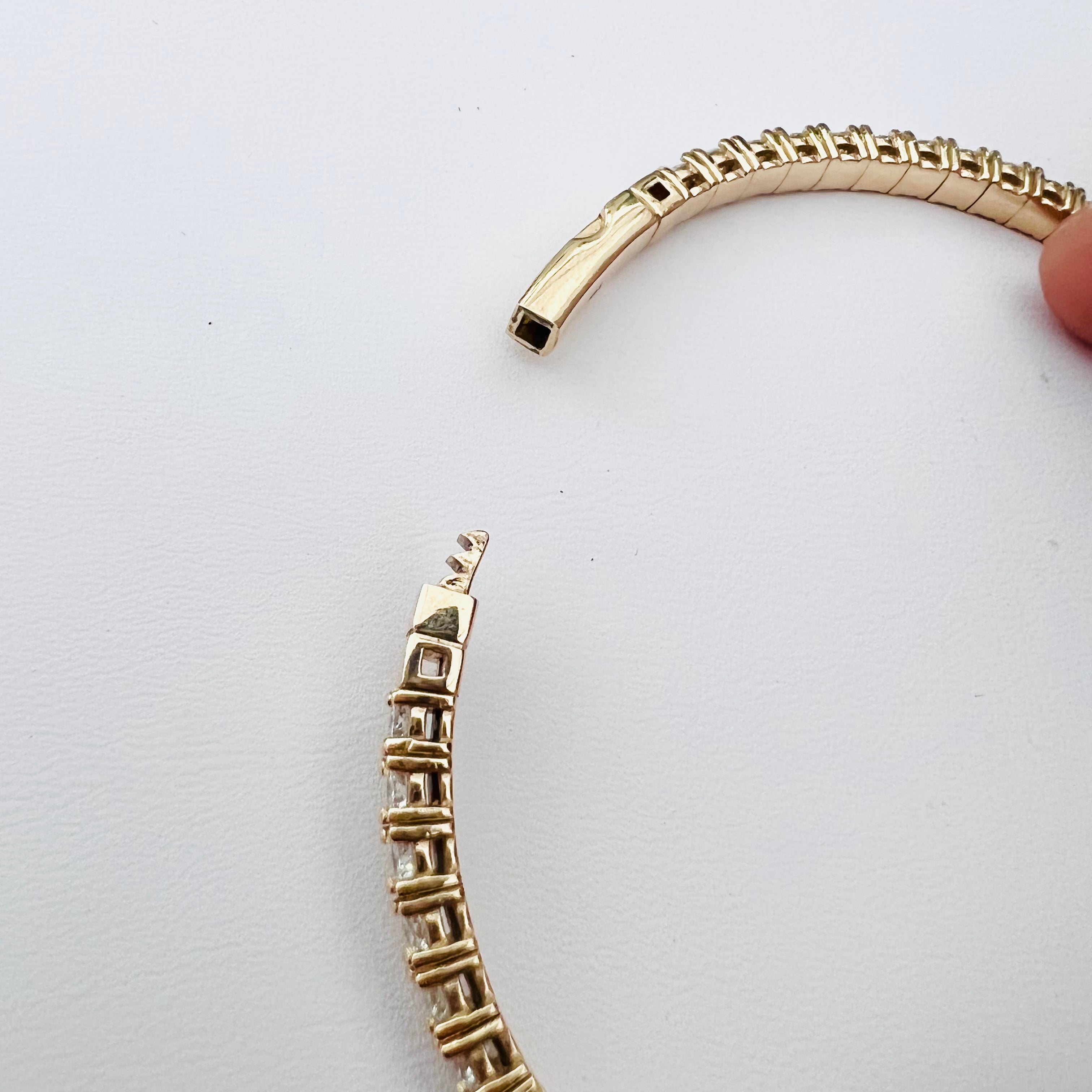 5.9CT Natural Diamond Flexible 14K Yellow Gold Bangle Tennis  Bracelet 7"