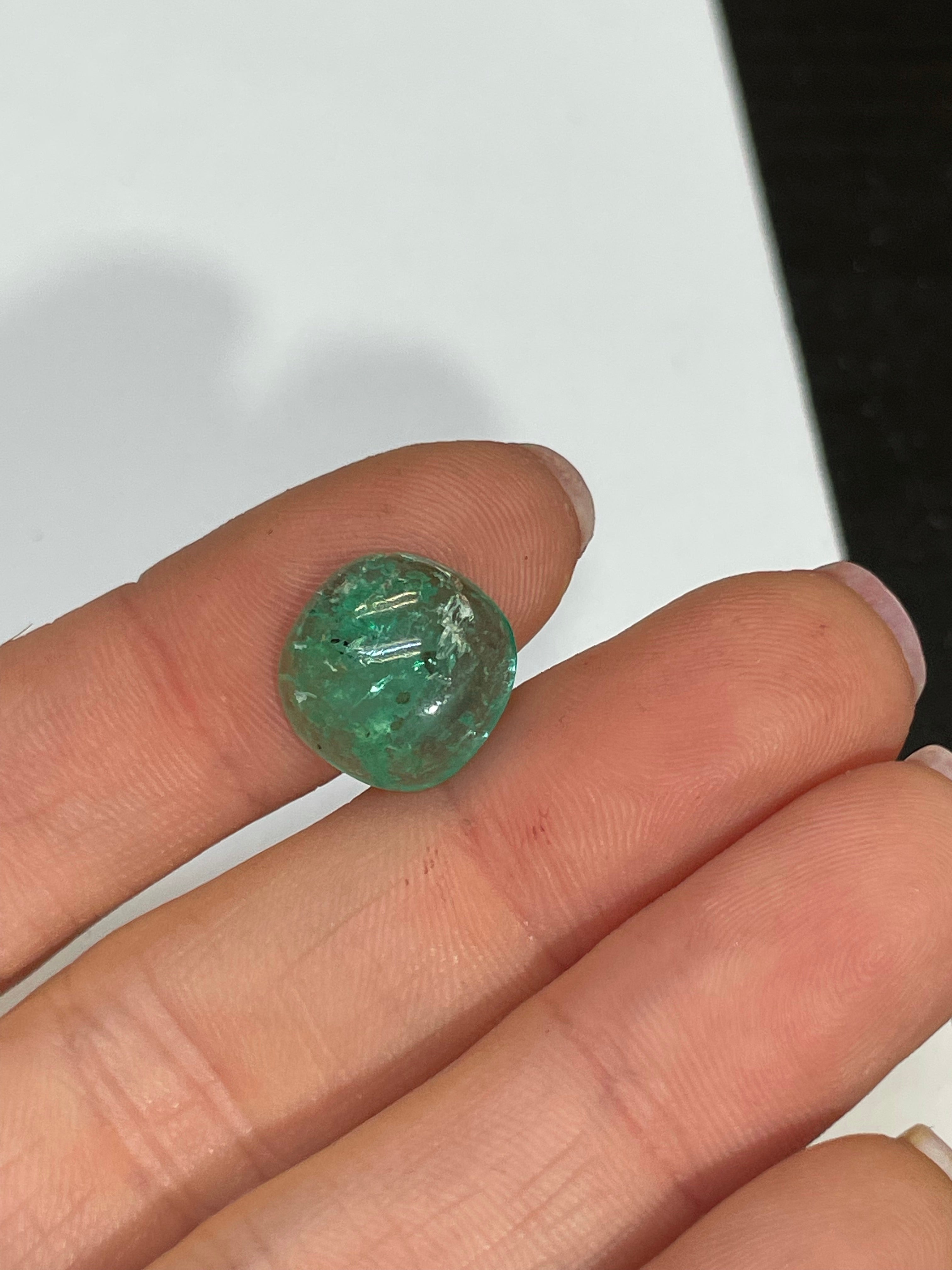 4.88CT Natural Emerald Loose Cabochon 14x12mm