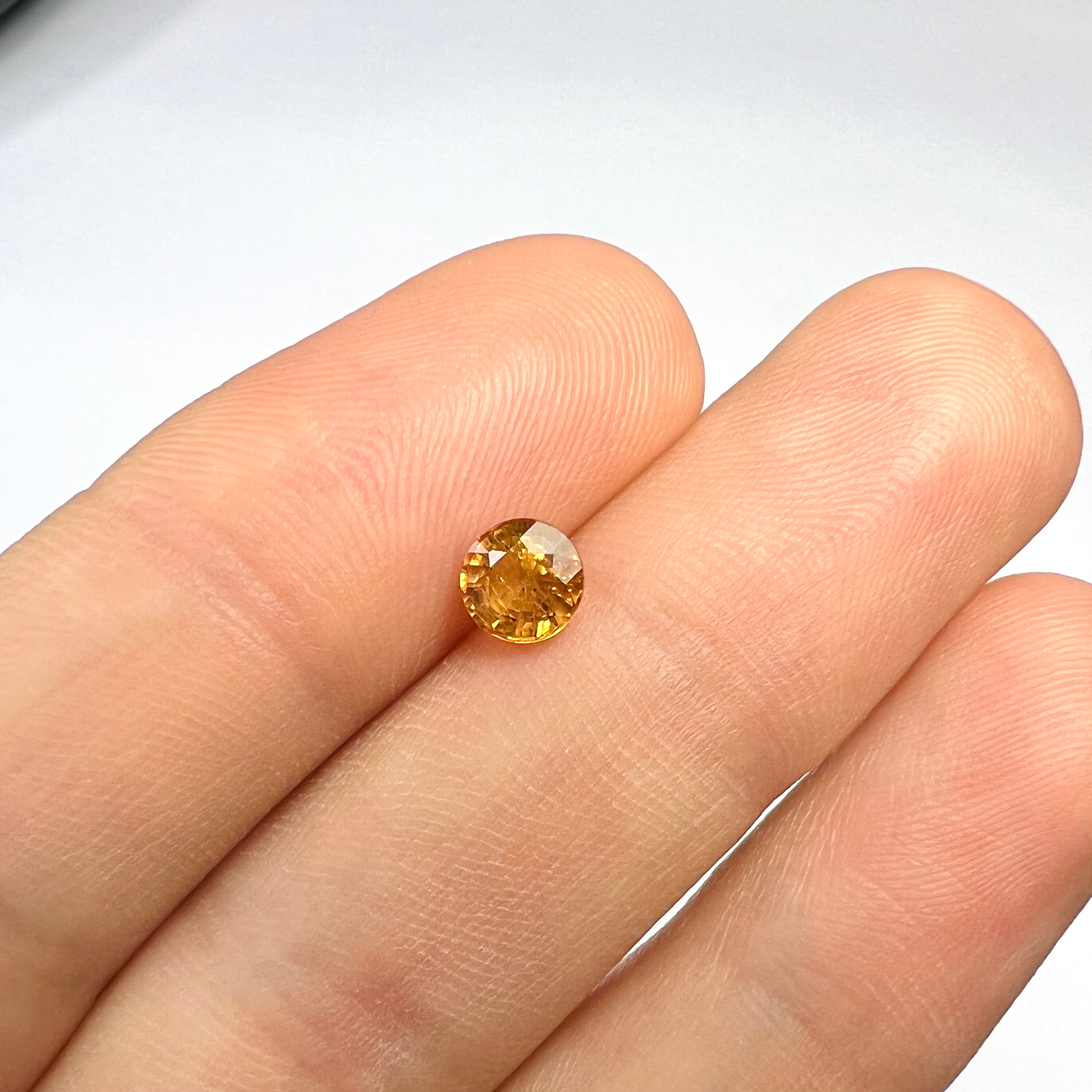.90CTW Loose Round Orange Sapphire 5.31x3.52mm Earth mined Gemstone