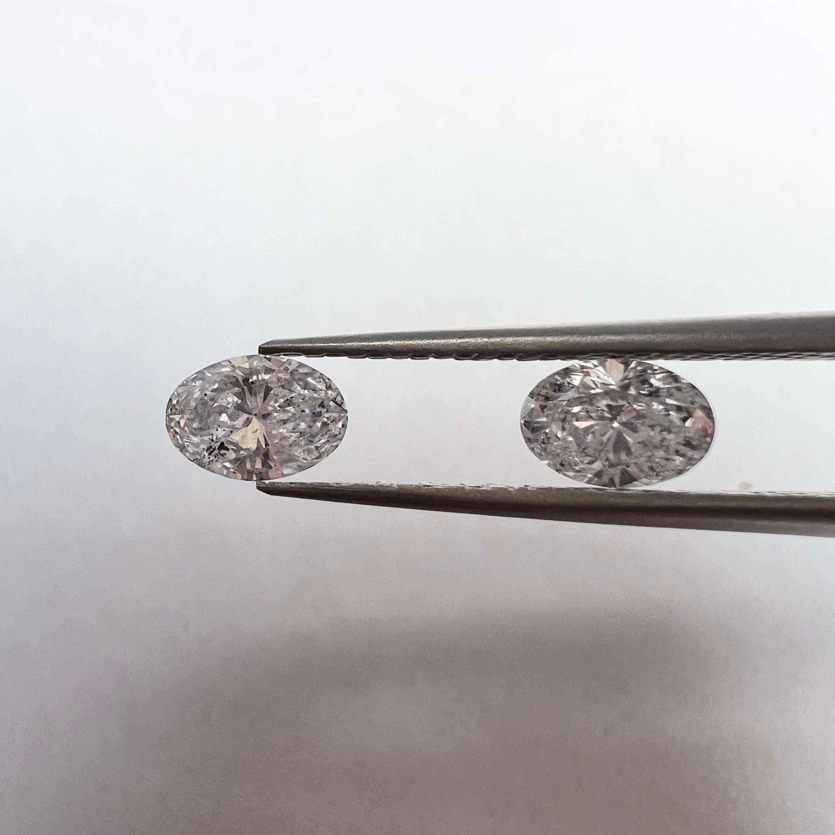.76CTW Pair of Natural Oval Cut Diamonds I1 H-J Natural and Earth mined
