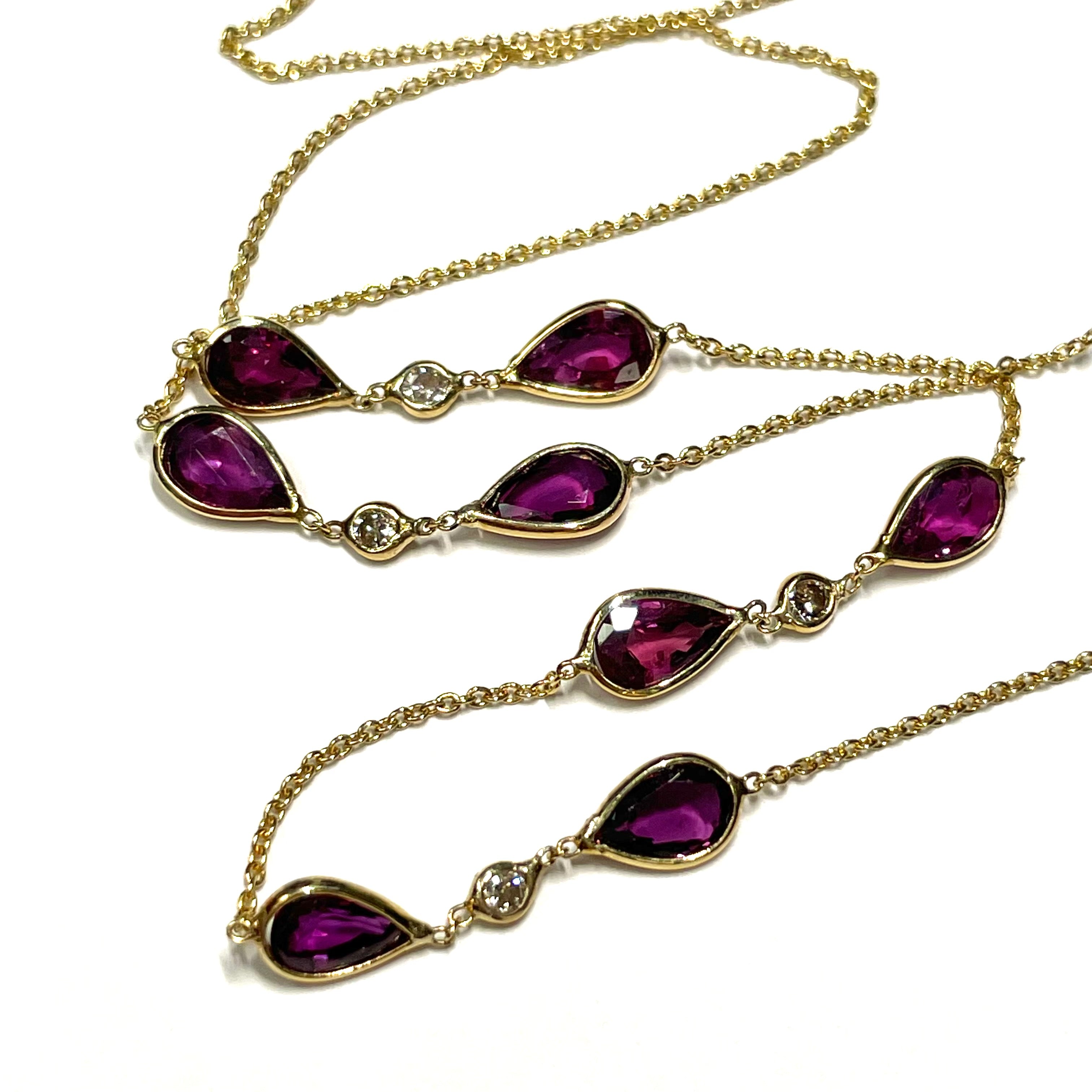 Diamond Rubies 14K Yellow Gold Necklace