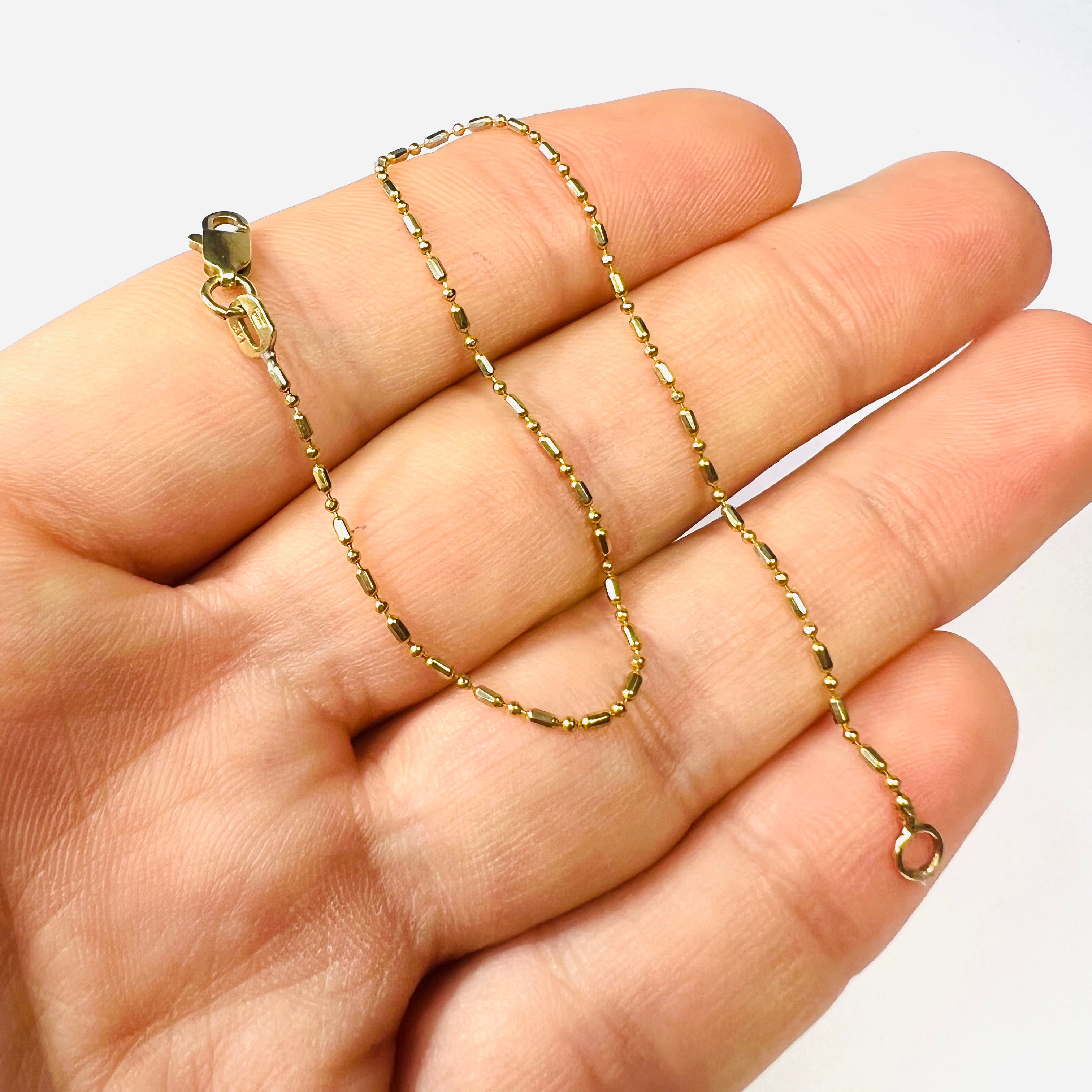 14K Yellow Gold Bar and Bead Bracelet 6.5" 1.0g