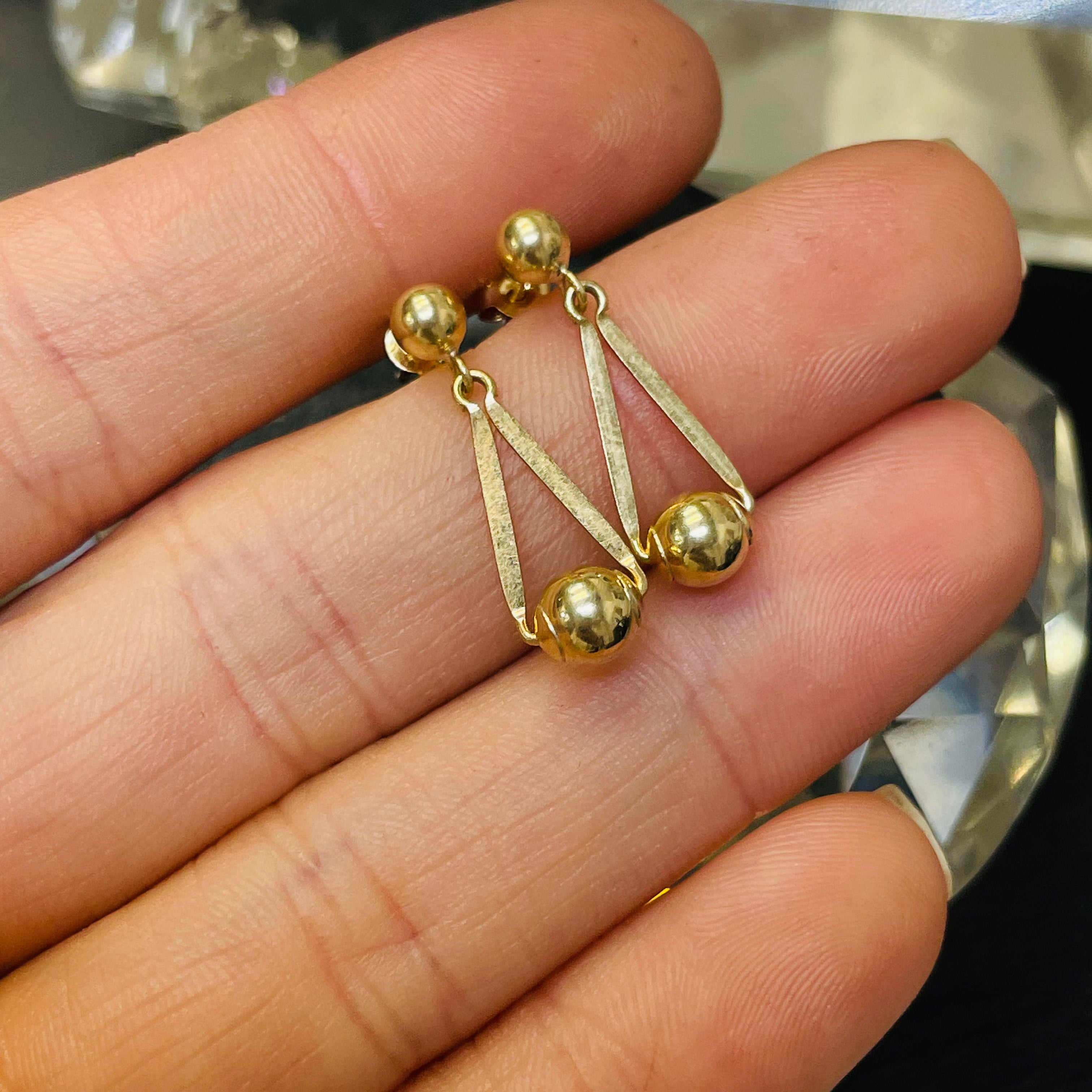 14K Yellow Gold .75" Ball Drop Earrings