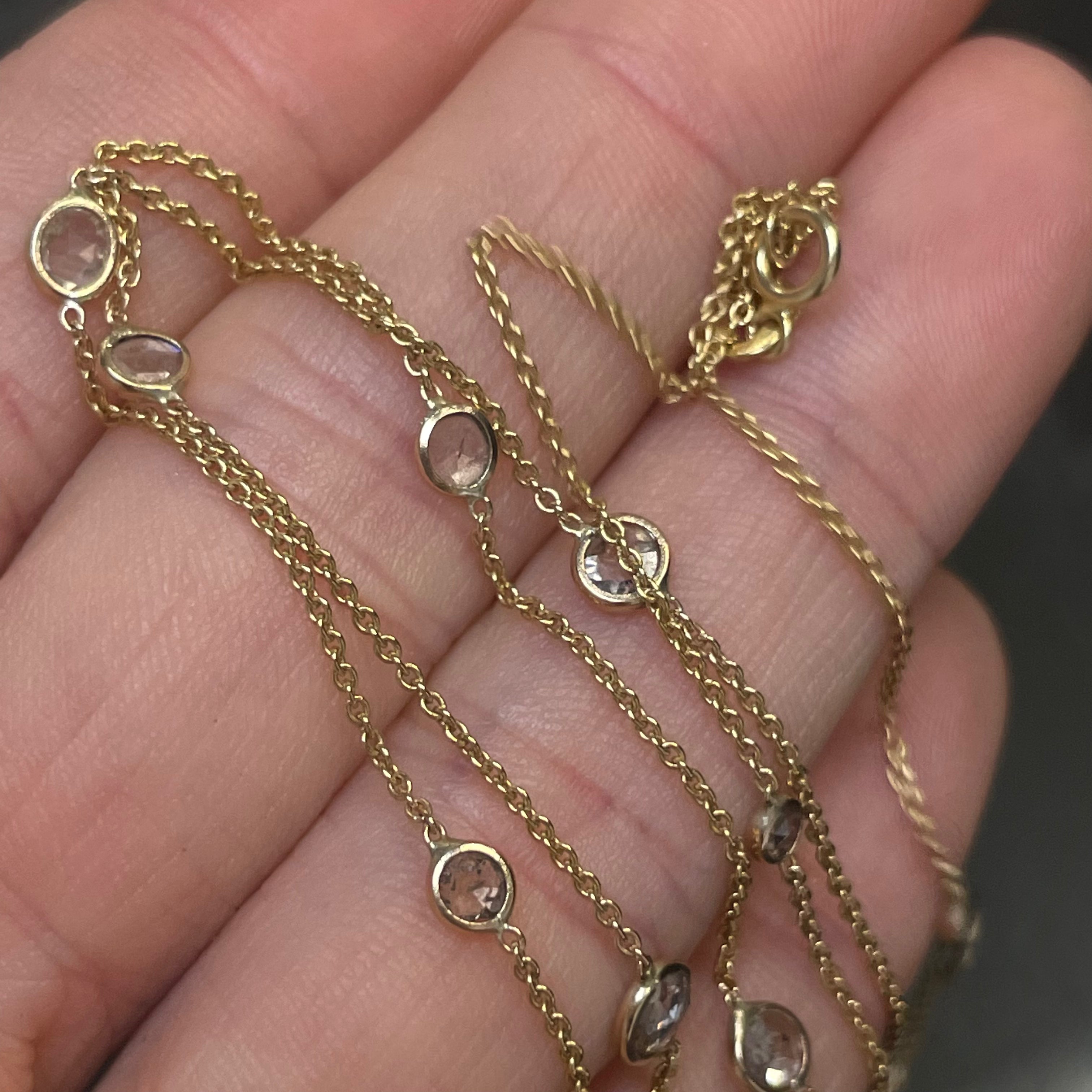 1.15CTW Natural Rose Cut Diamonds by the Yard 18” 14K
