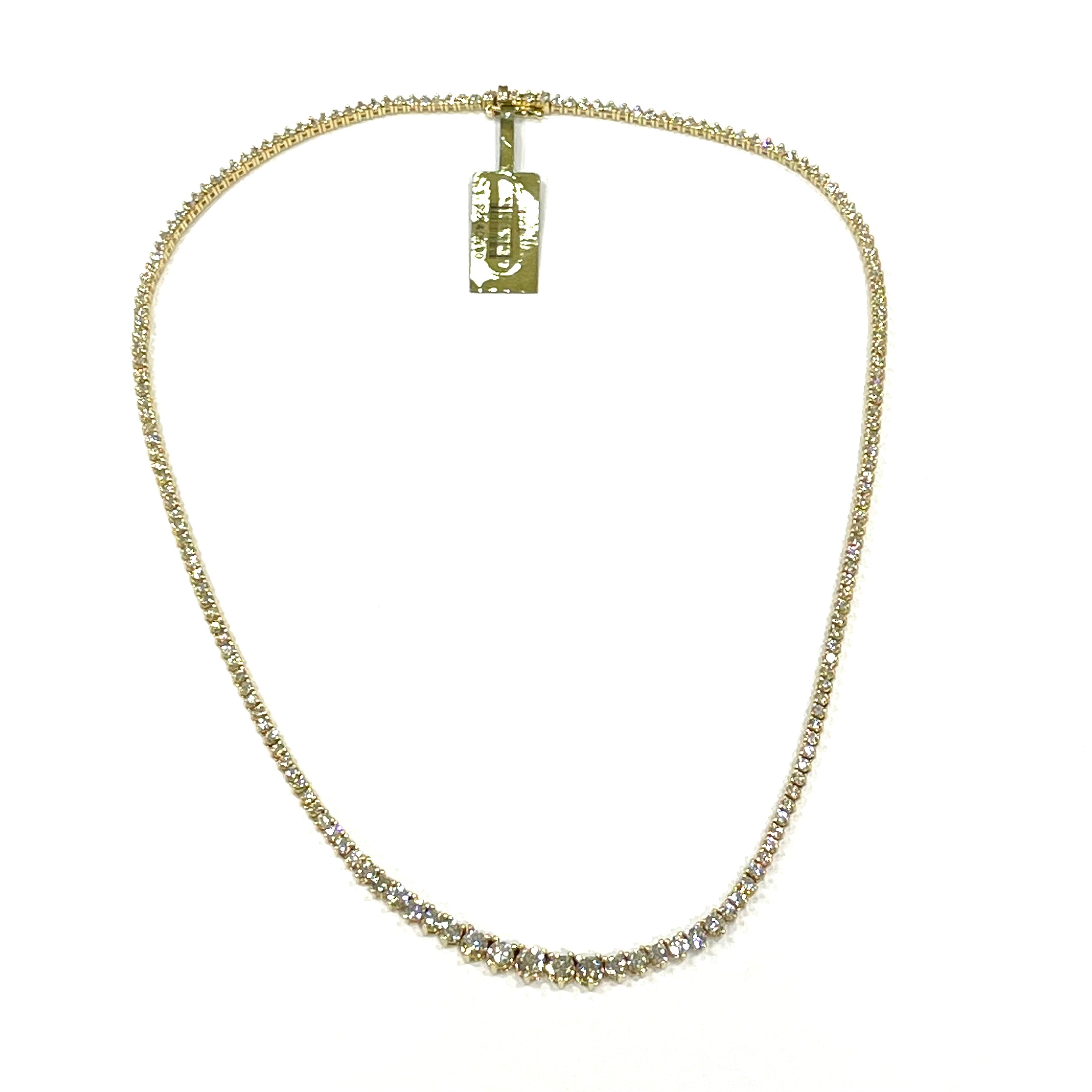 6.82CTW Diamond Riviera Necklace in solid 18k Yellow Gold
