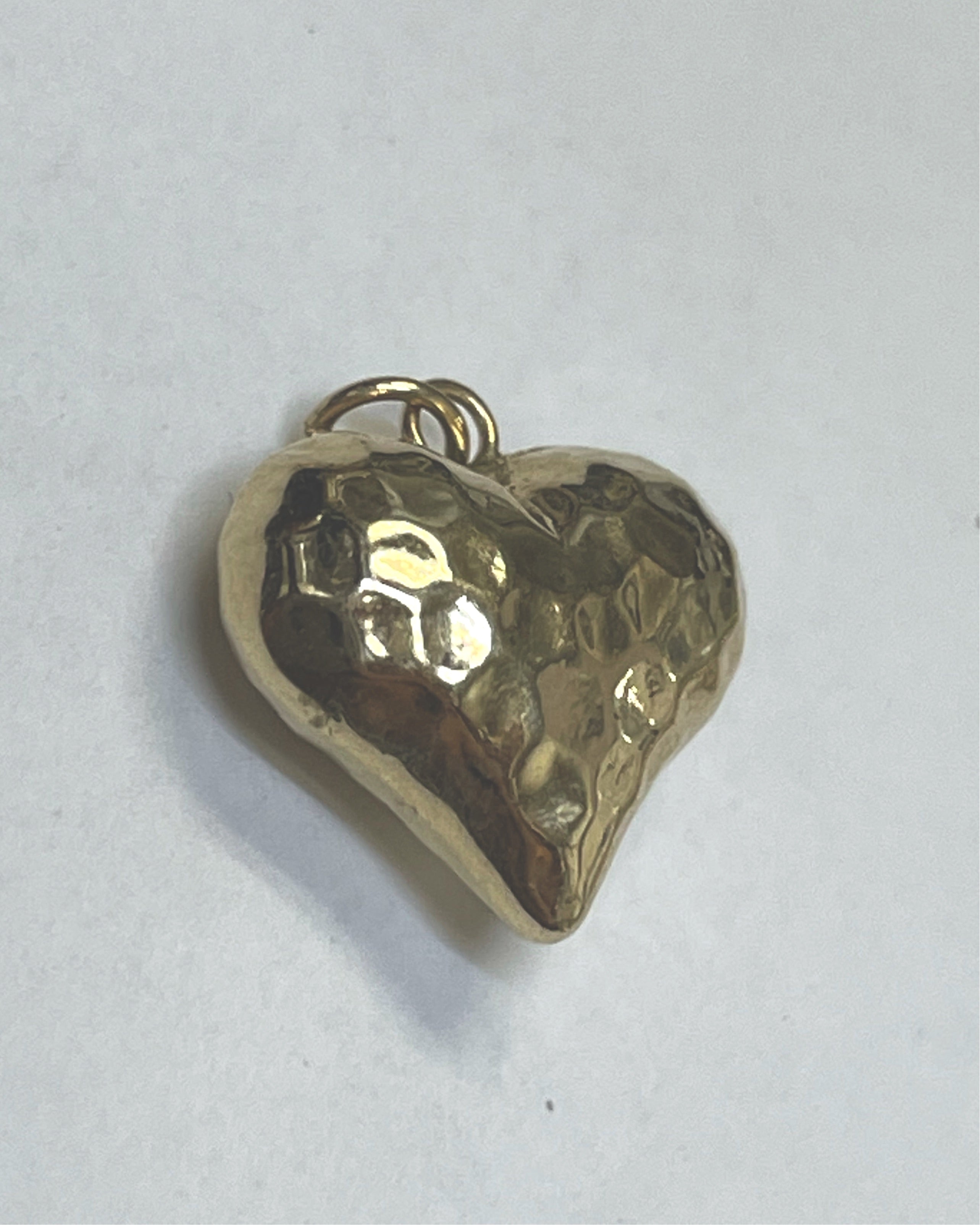 14K Yellow Gold Puffy Heart Pendant Charm