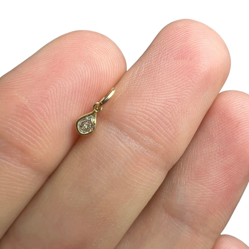 .12CT Canary Yellow Diamond Pear Pendant Charm 14K Yellow