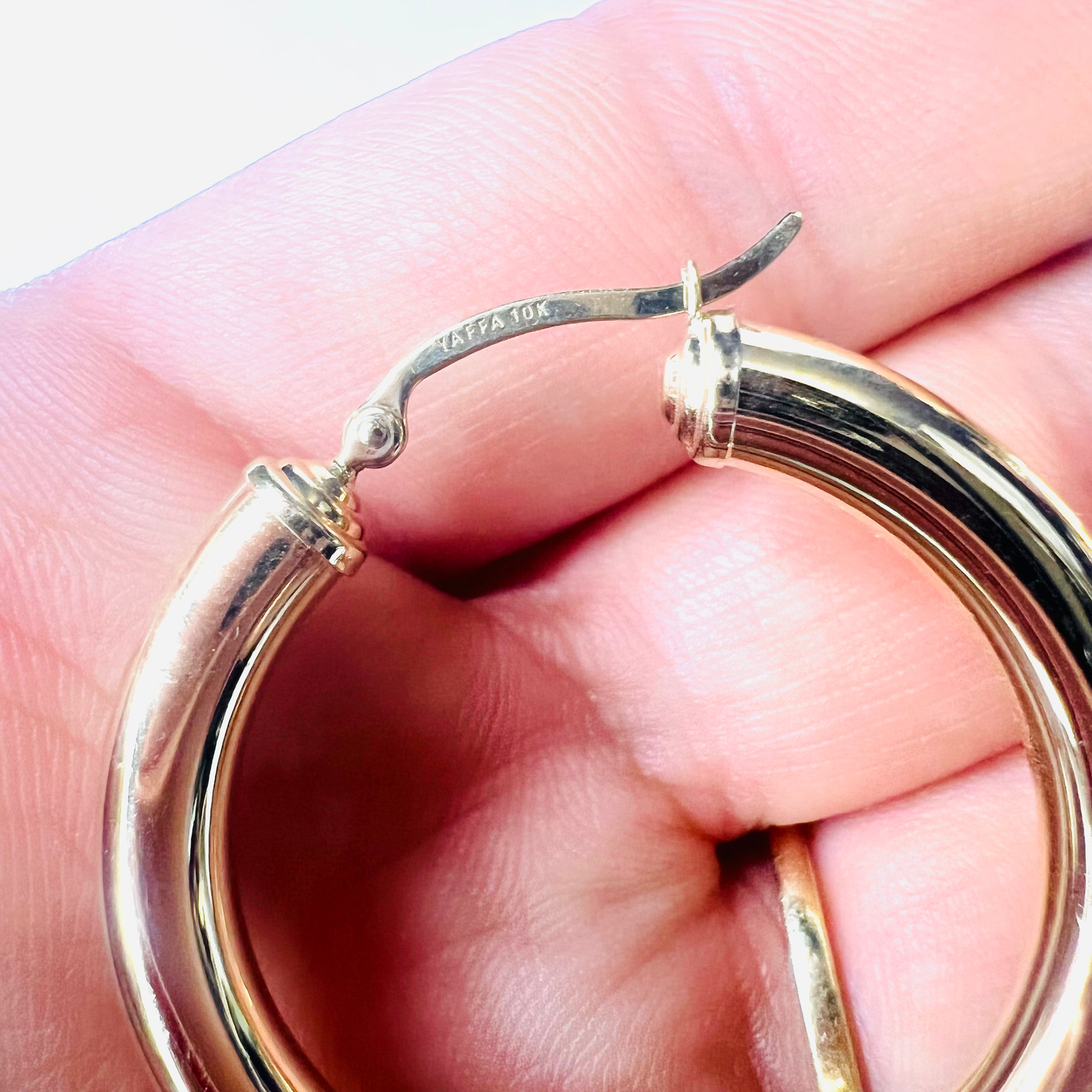 New 10K Solid Yellow Gold Hoop Earrings 1.5"