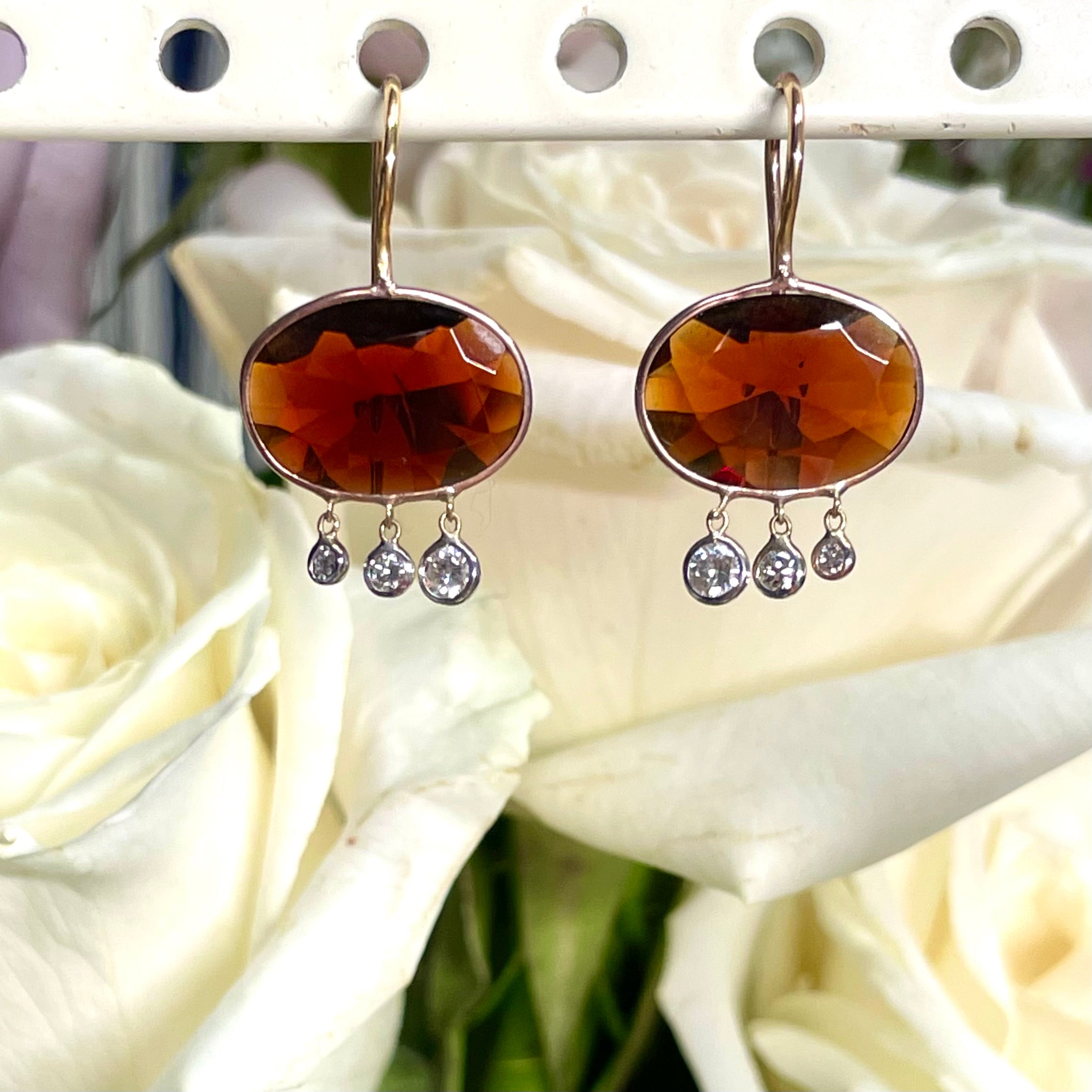 Garnet Diamond Earrings