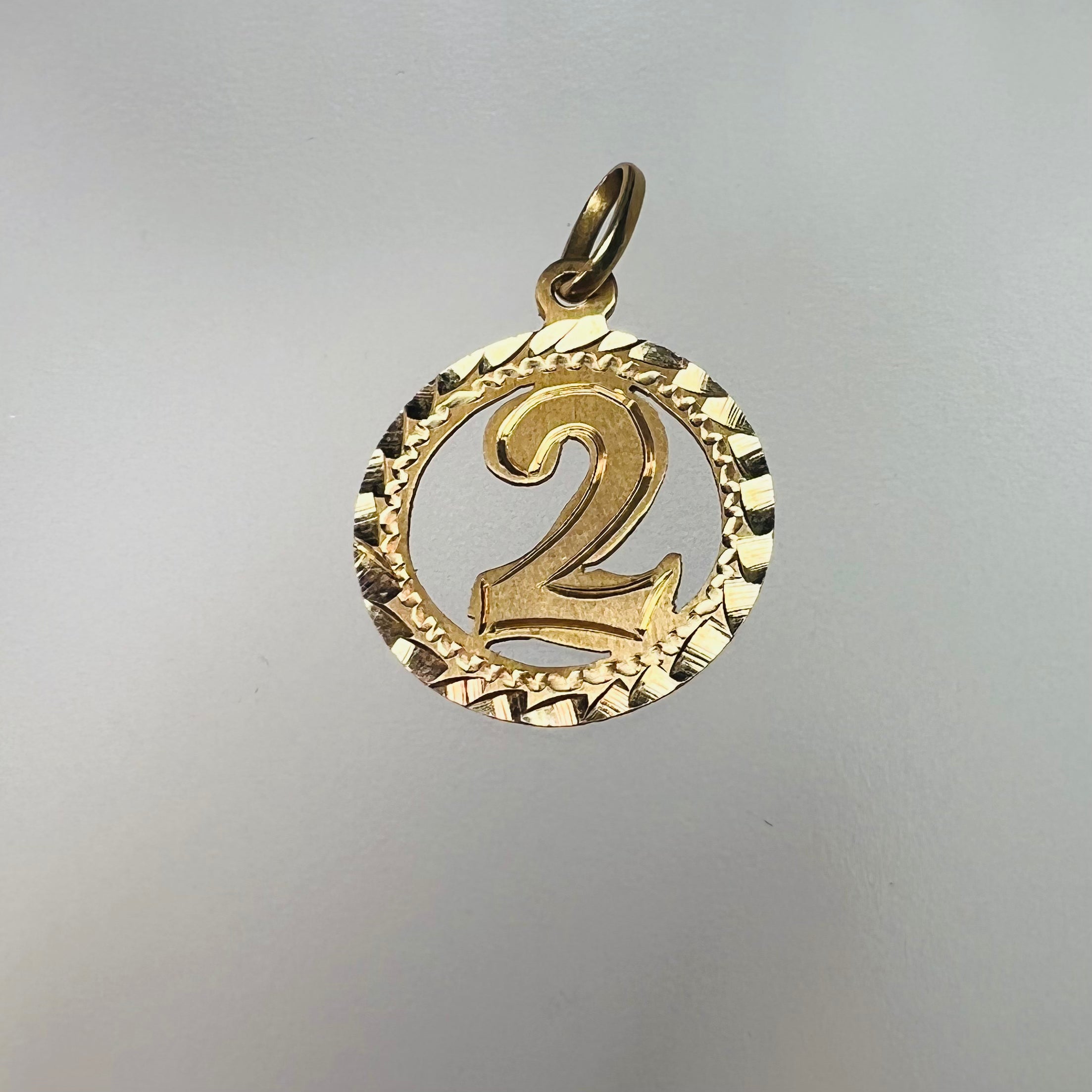 Circle Number 2 Pendant 14K Yellow Gold