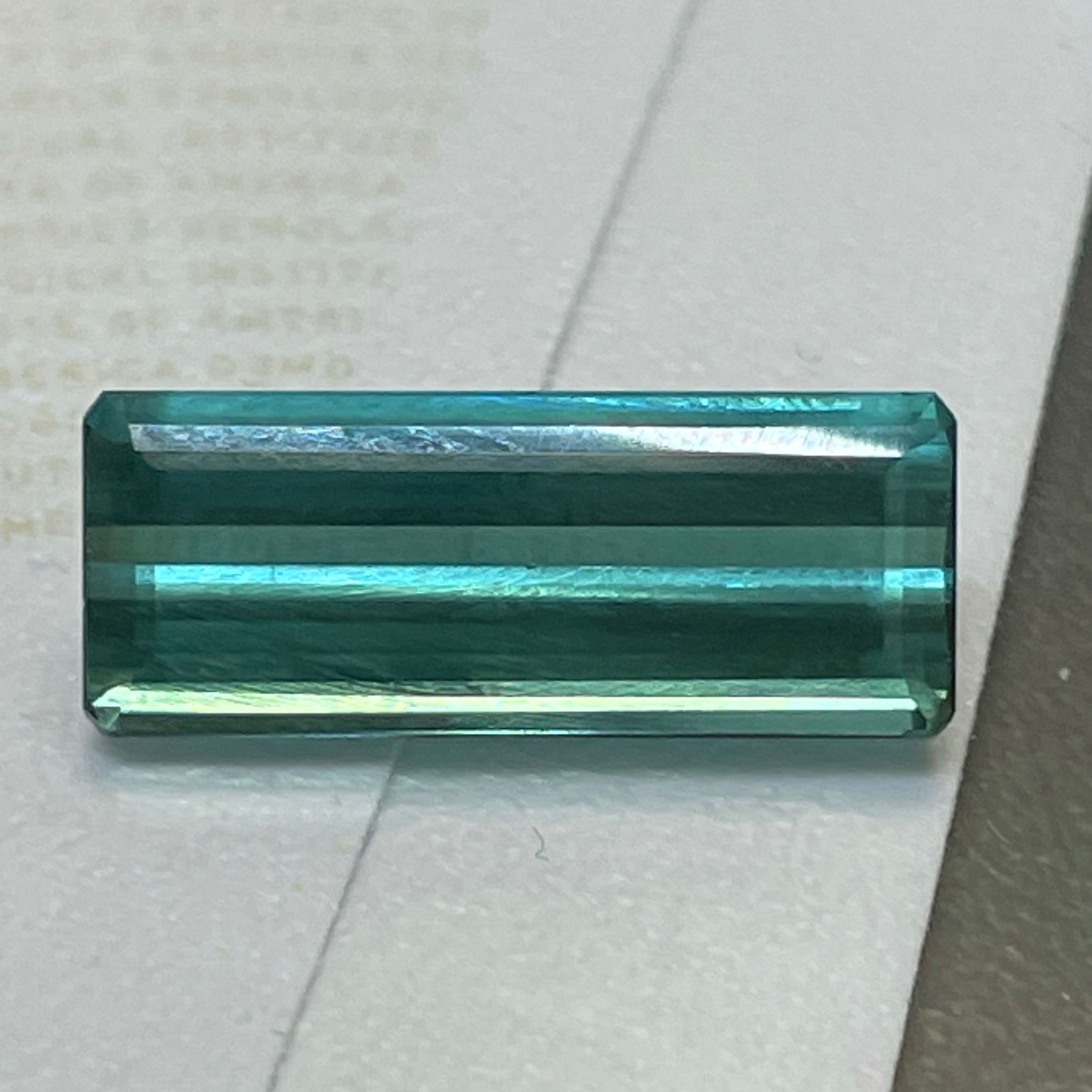 6.45CT Brilliant Teal Green Tourmaline Emerald Cut