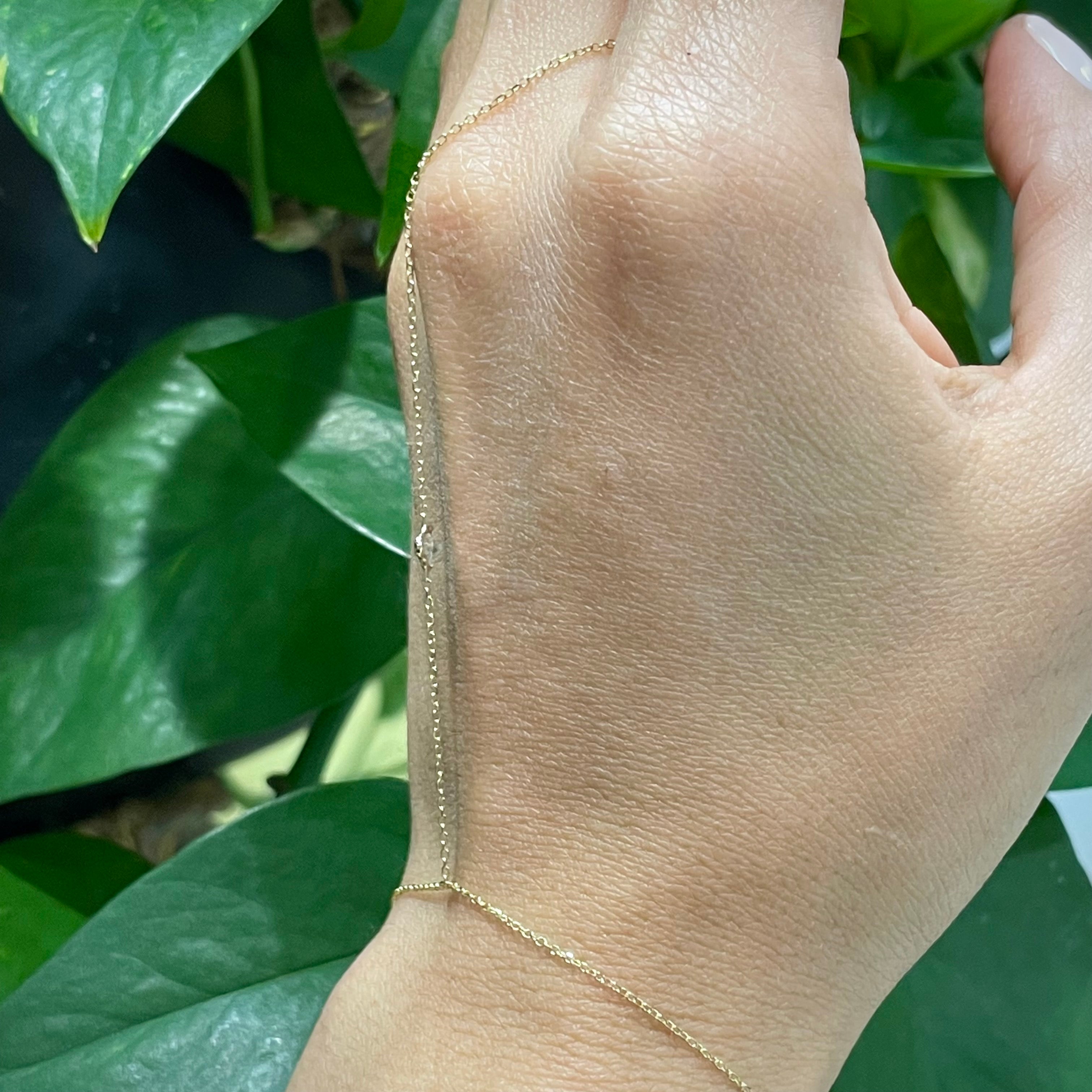 .20CT Heart Diamond HandChain in solid 14k Yellow Gold