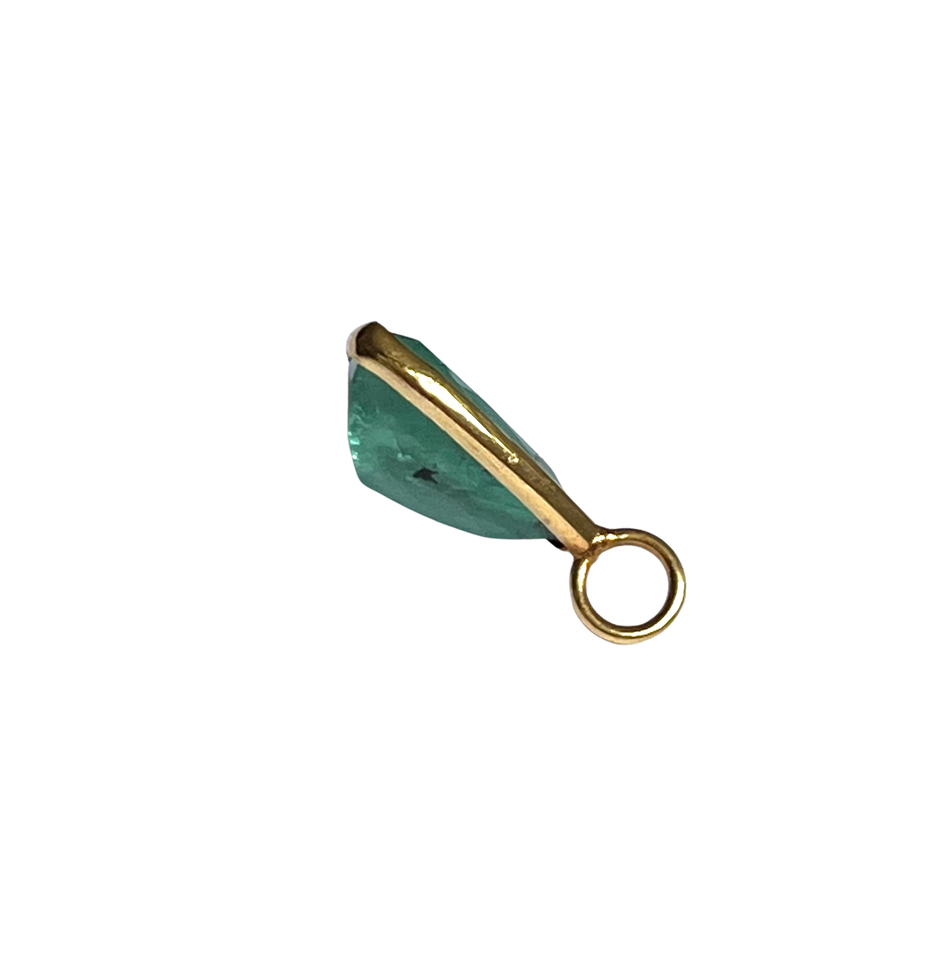2ct Unusual Shape Colombian Emerald 14K Yellow Gold Pendant Charm