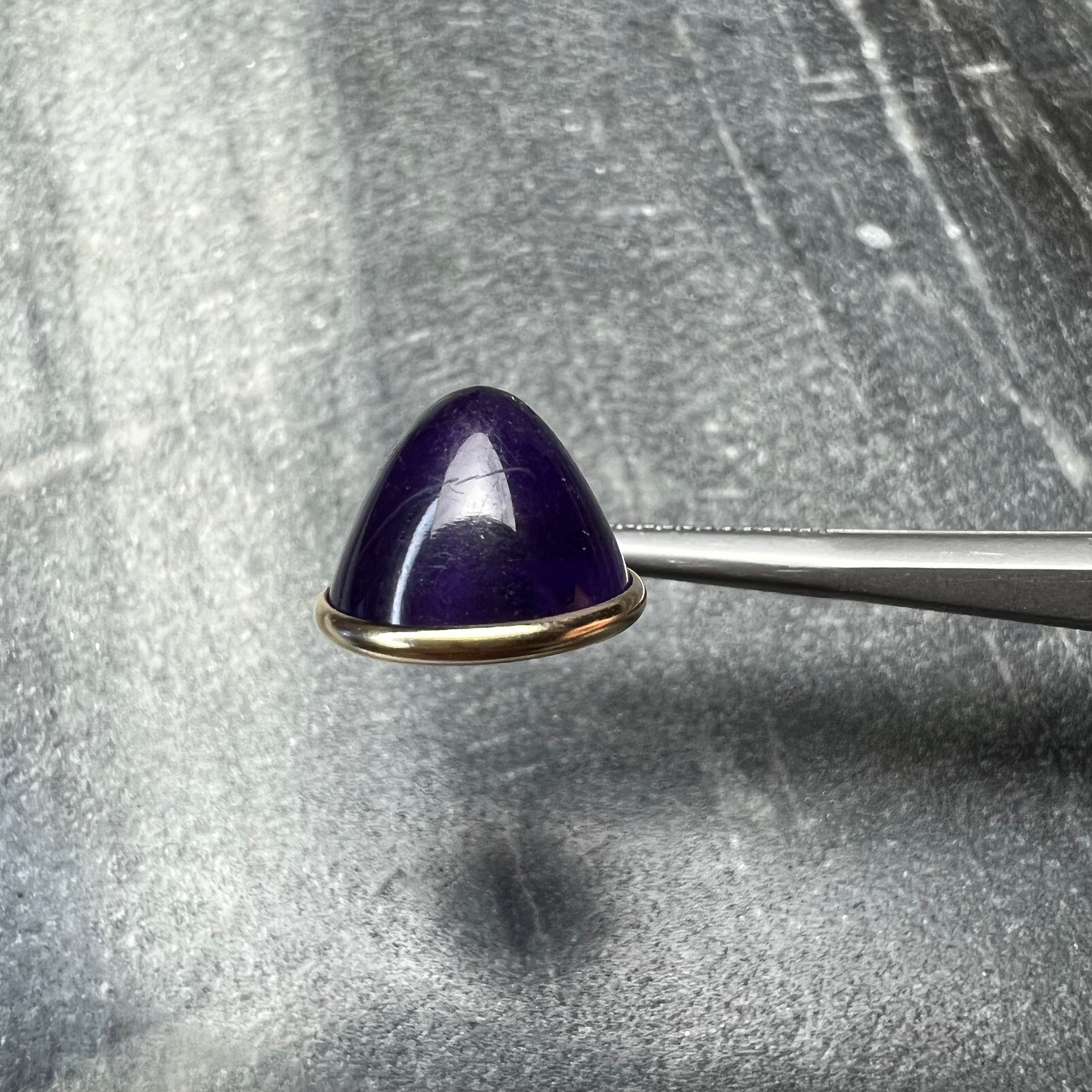 7CT Natural Amethyst 14K Yellow Gold Pendant Charm 16x11mm