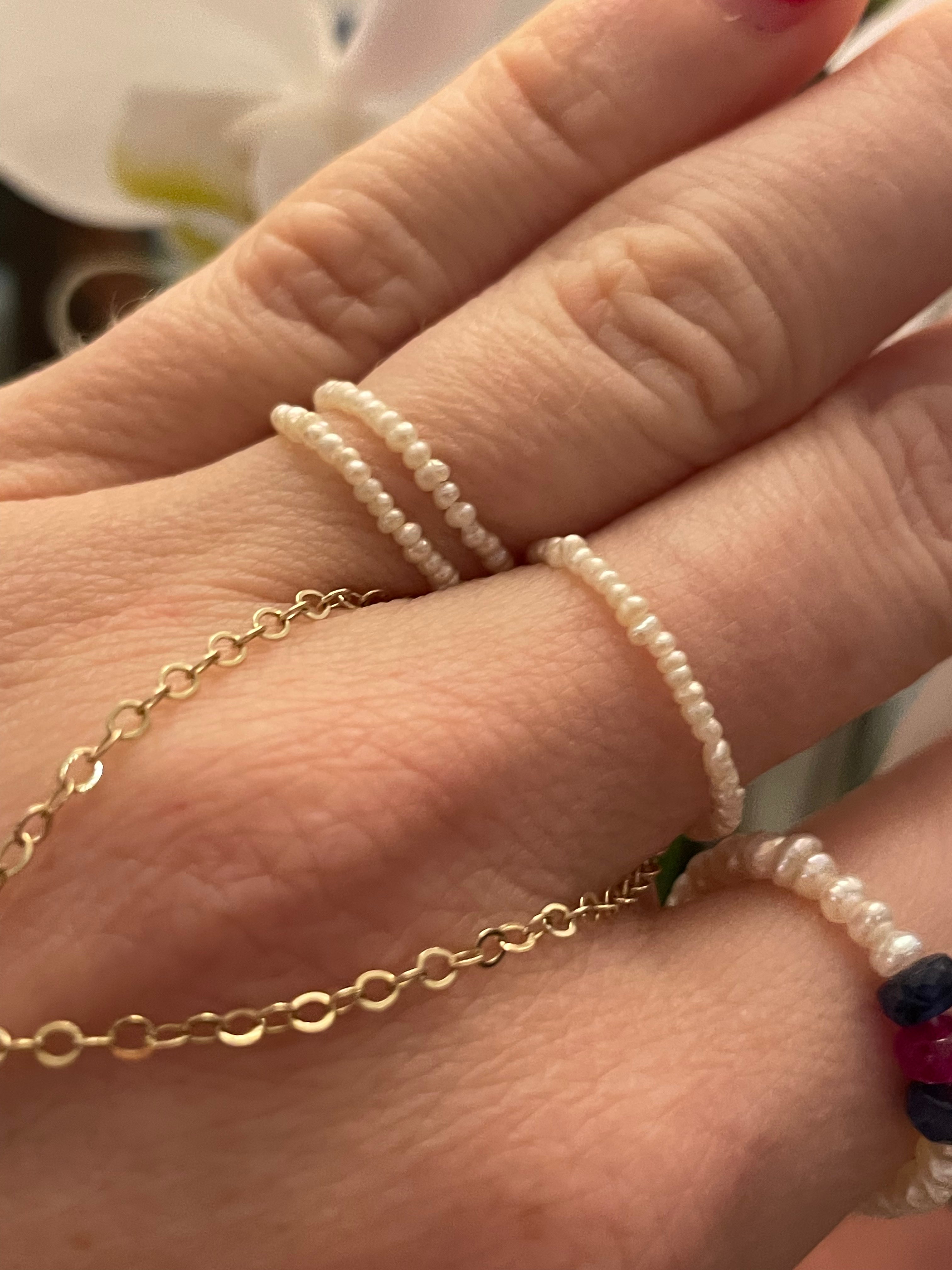 Magical Natural Seed Pearl Eternity Ring 7.25