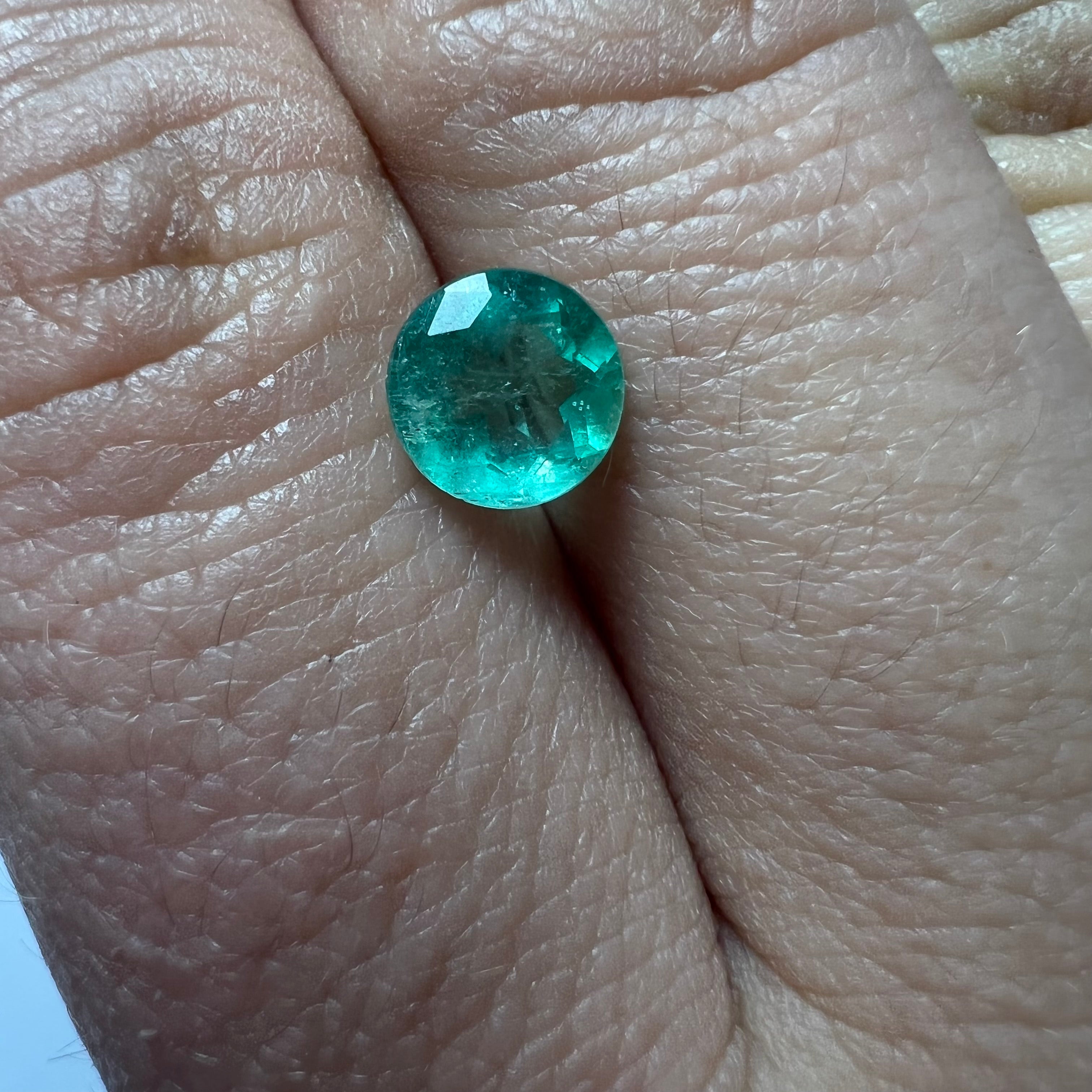 1CT Loose Natural Colombian Emerald Brilliant Round Cut 6.55x4.09mm