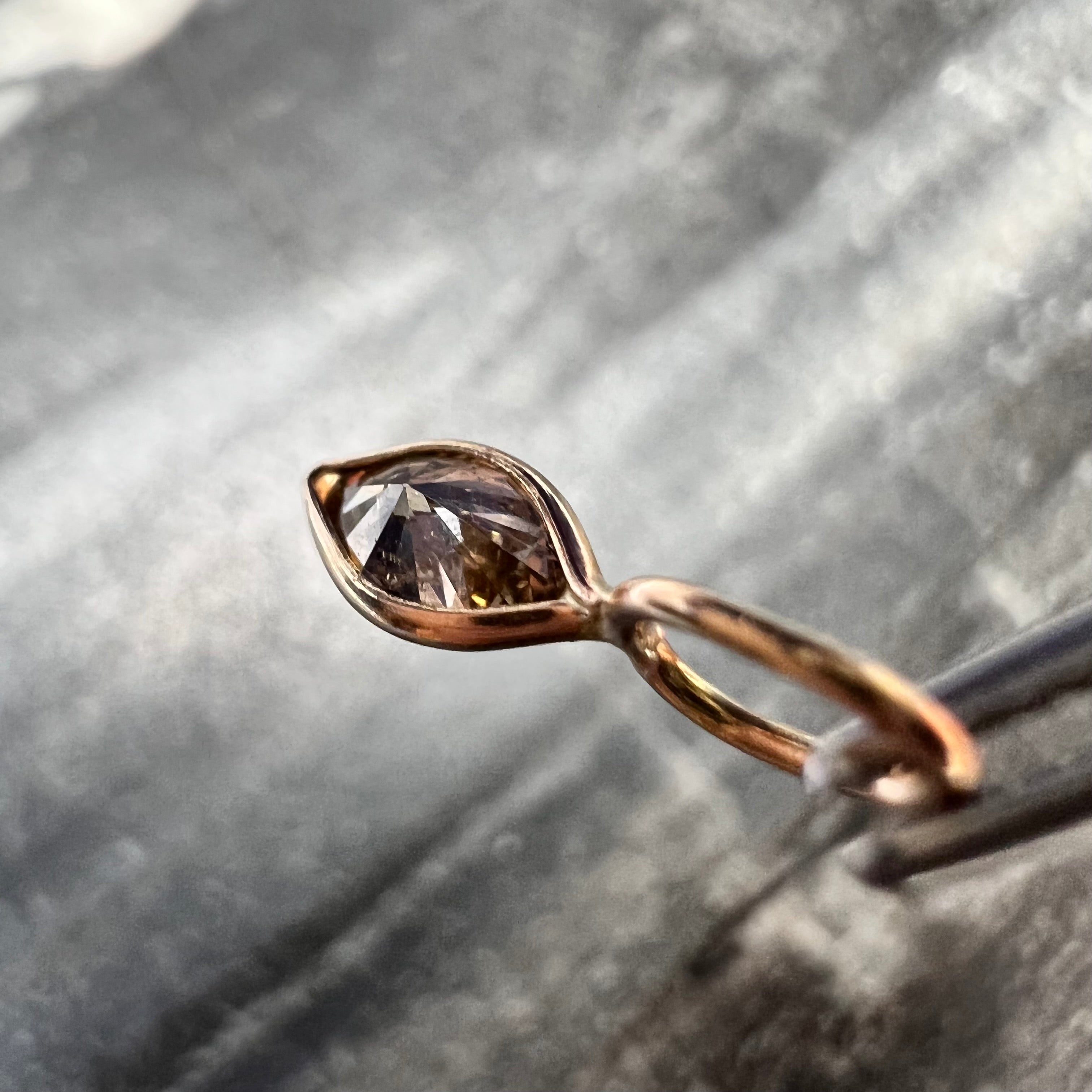 .15CT Natural Champagne Marquise Diamond 14K Yellow Gold Pendant Charm 12x3.5mm