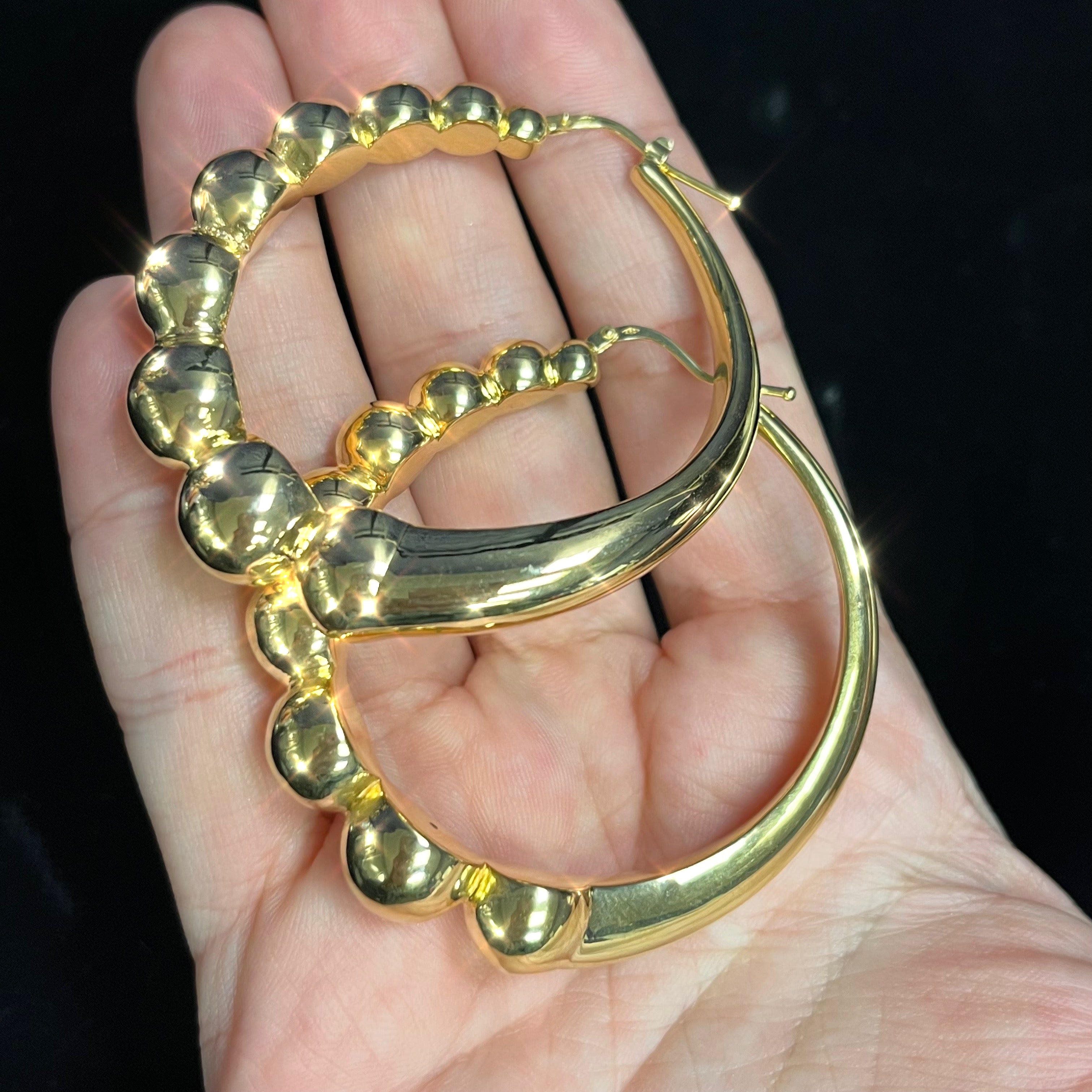 Bubbly & Bendy Sleek 2" 14K Yellow Gold Puffy Hoop Earrings
