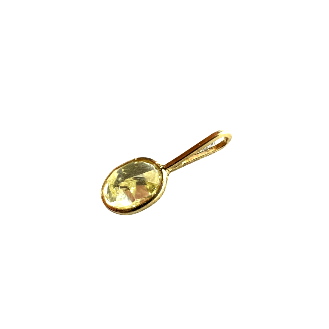 .24CT Canary Yellow Oval Diamond Pendant Charm 14K Gold