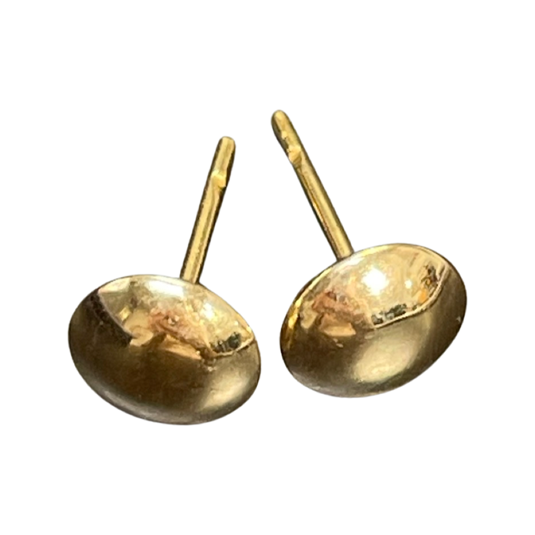 18K Yellow Gold 9mm Button Shaped Round Stud Earrings