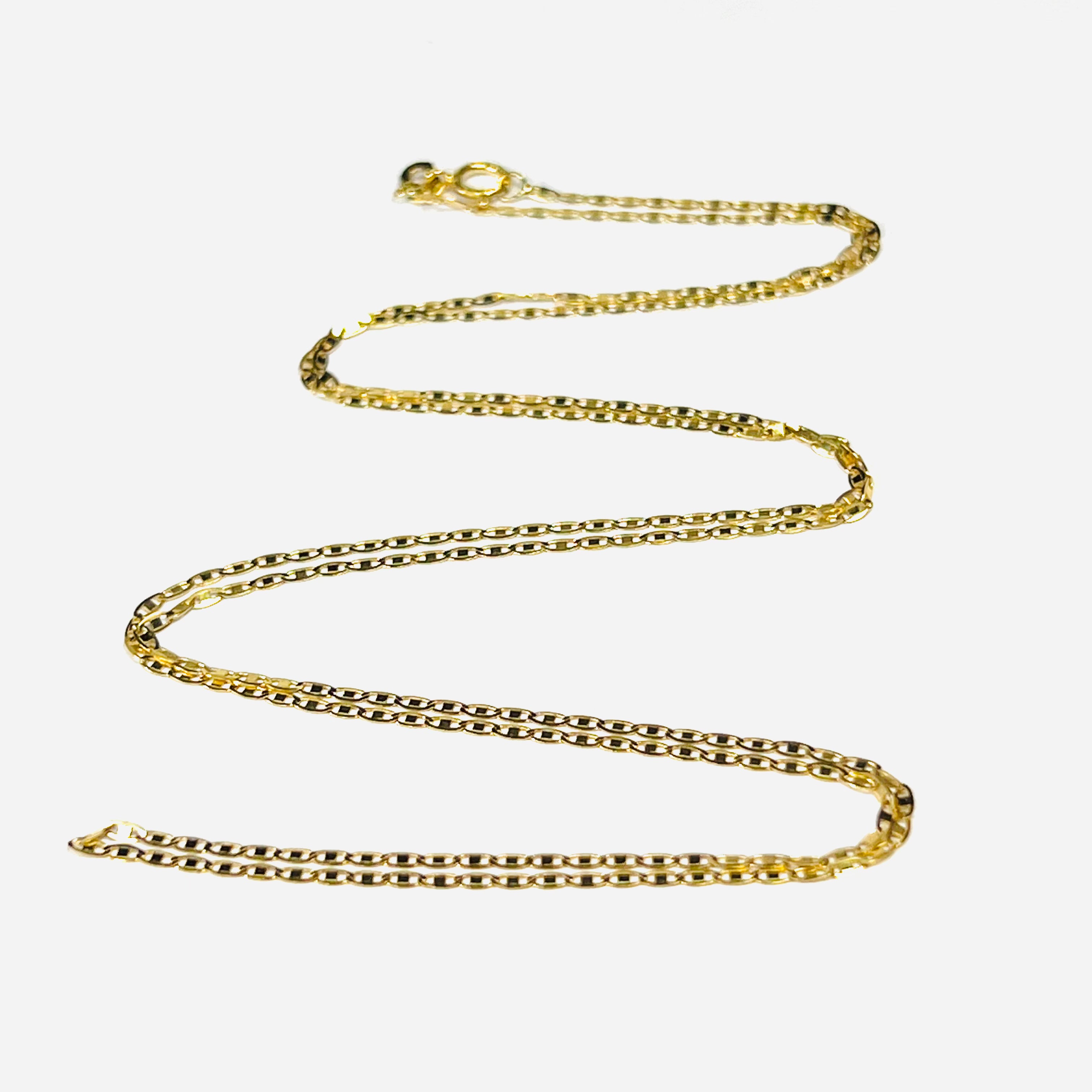 24" 14K Yellow Gold Flat Mariner Chain Necklace
