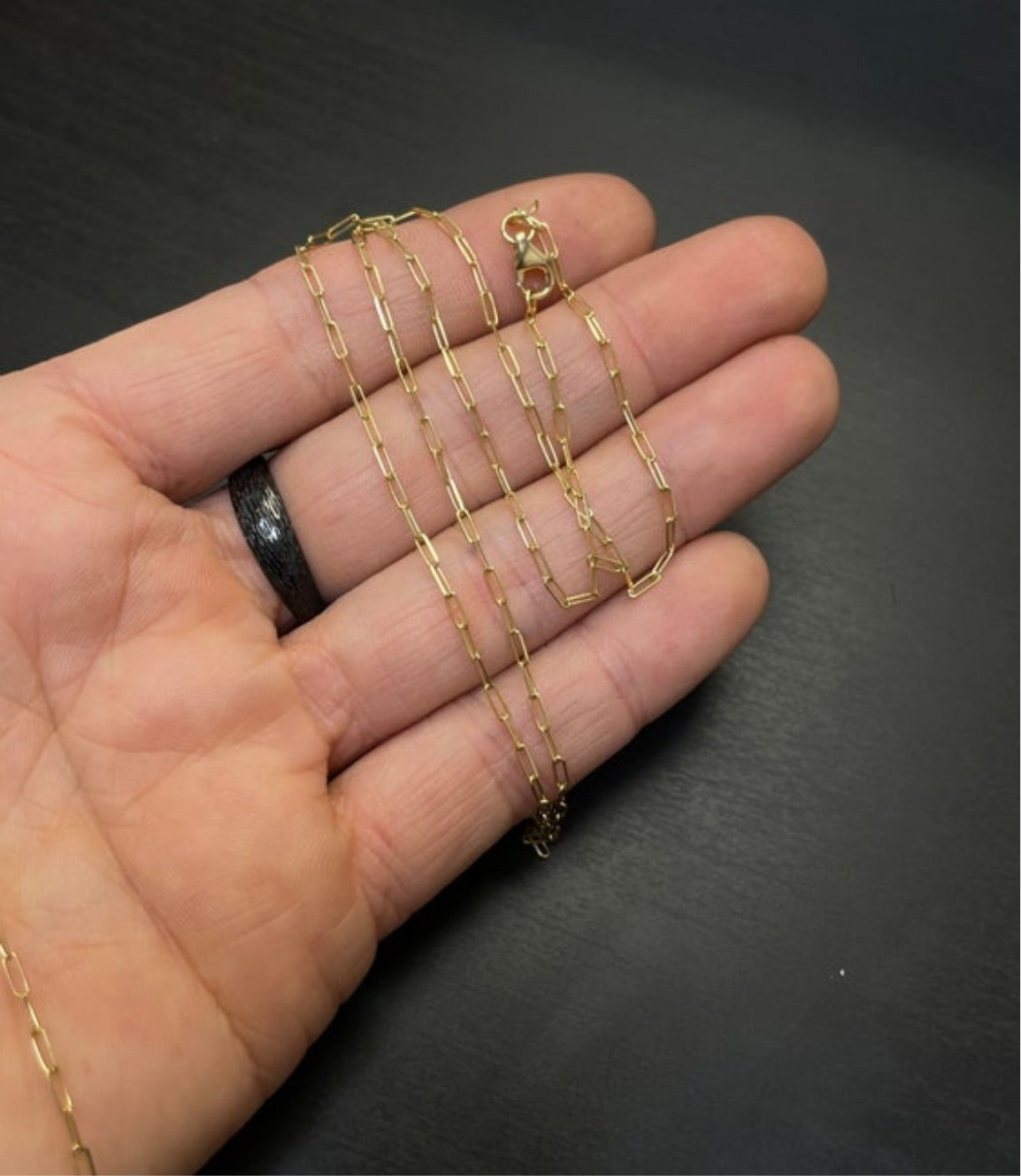 20” 18K Yellow Gold Paperclip Link Chain 1.3x4mm