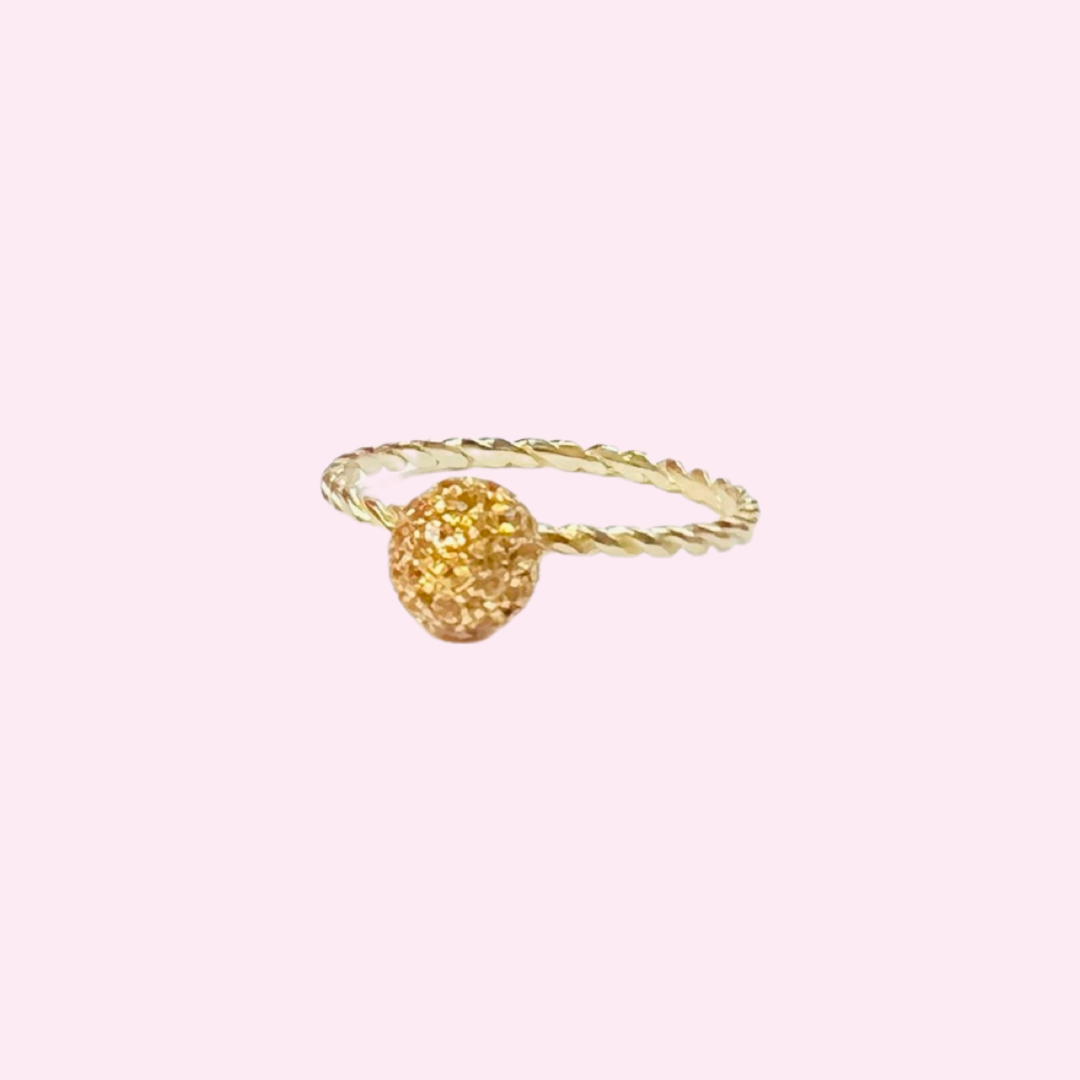 14K Yellow Gold Citrine Ball Ring Size 4.75