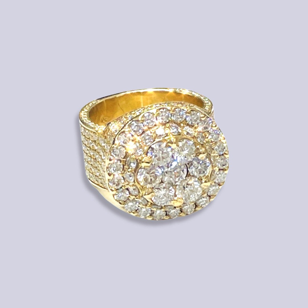 7CTW Natural 10K Yellow Gold Diamond Mens Ring