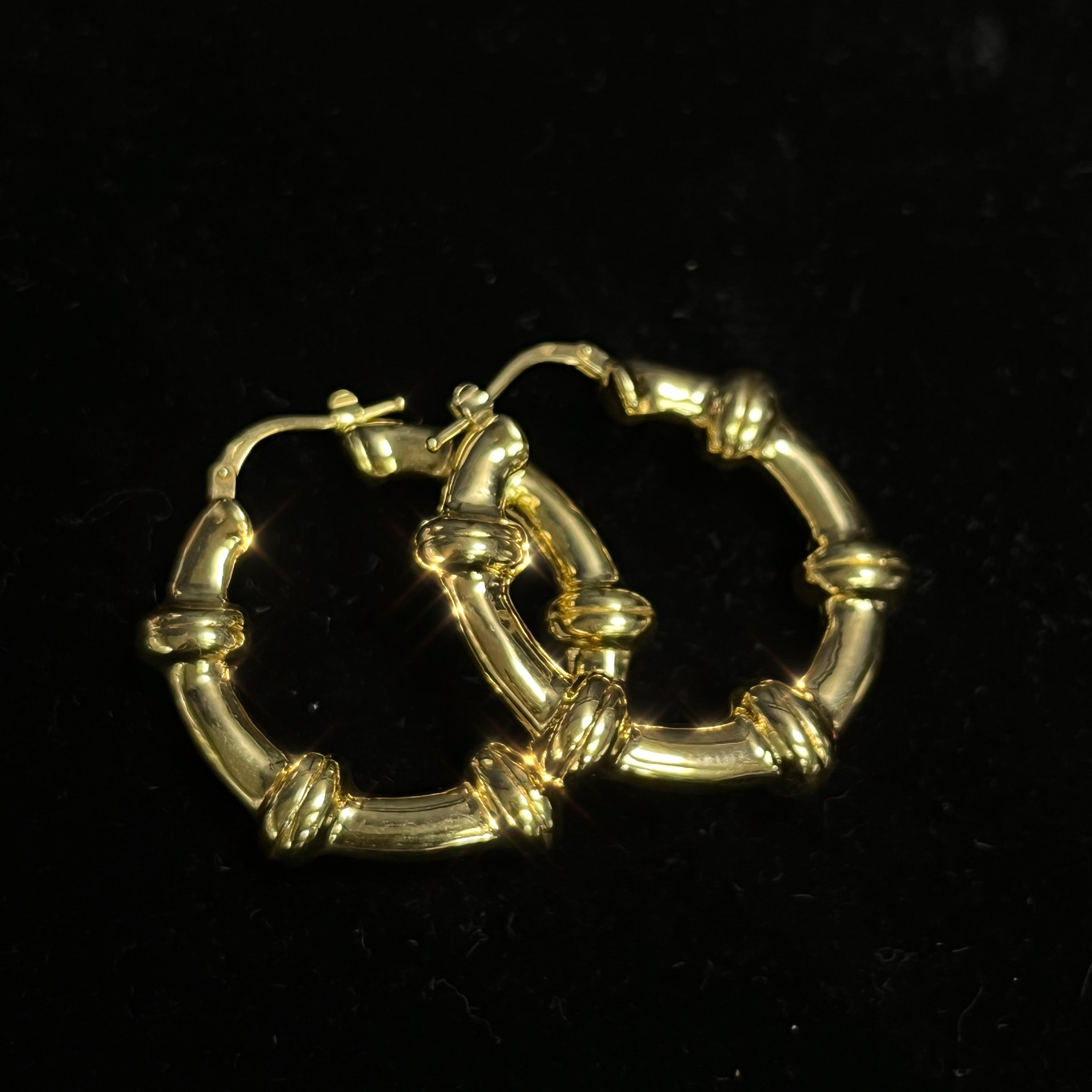 Anchor 1.25" 14K Yellow Gold Puffy Sleek Hoops