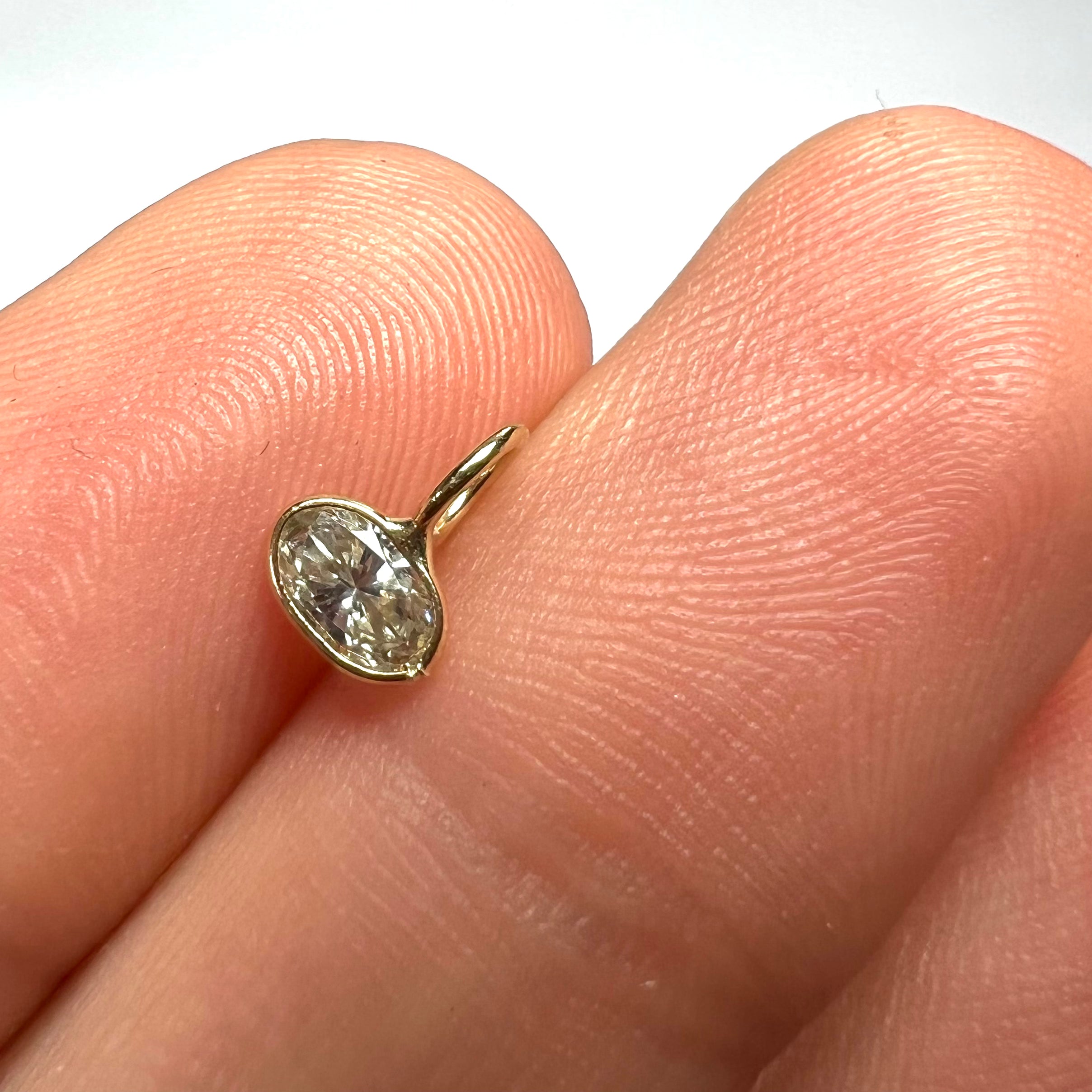 .30ct Oval Diamond Pendant Charm 14K Yellow Gold 8x5.5mm